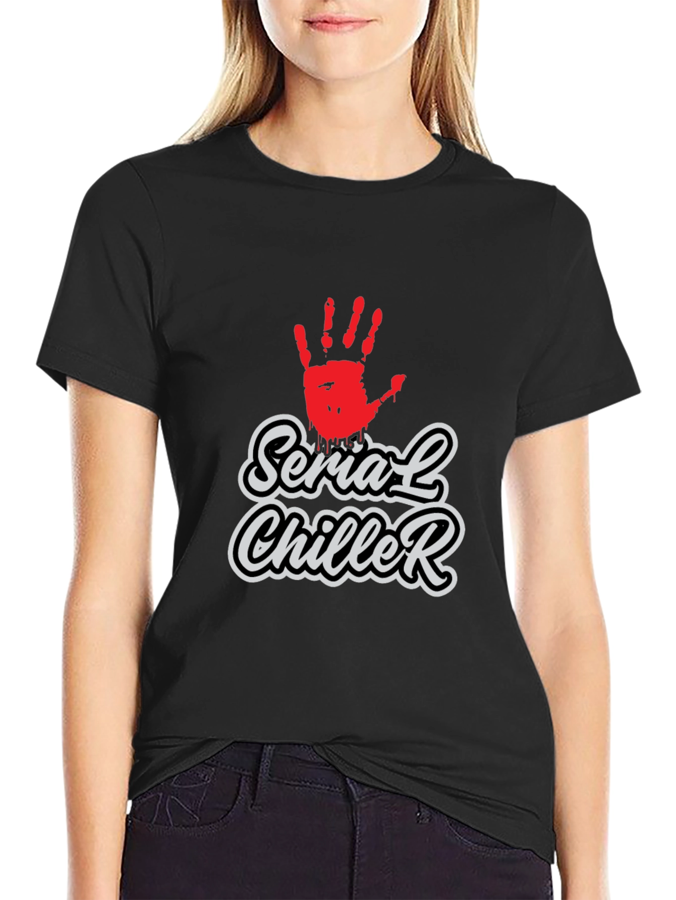 Serial Chiller Graphic Print Black T-Shirt