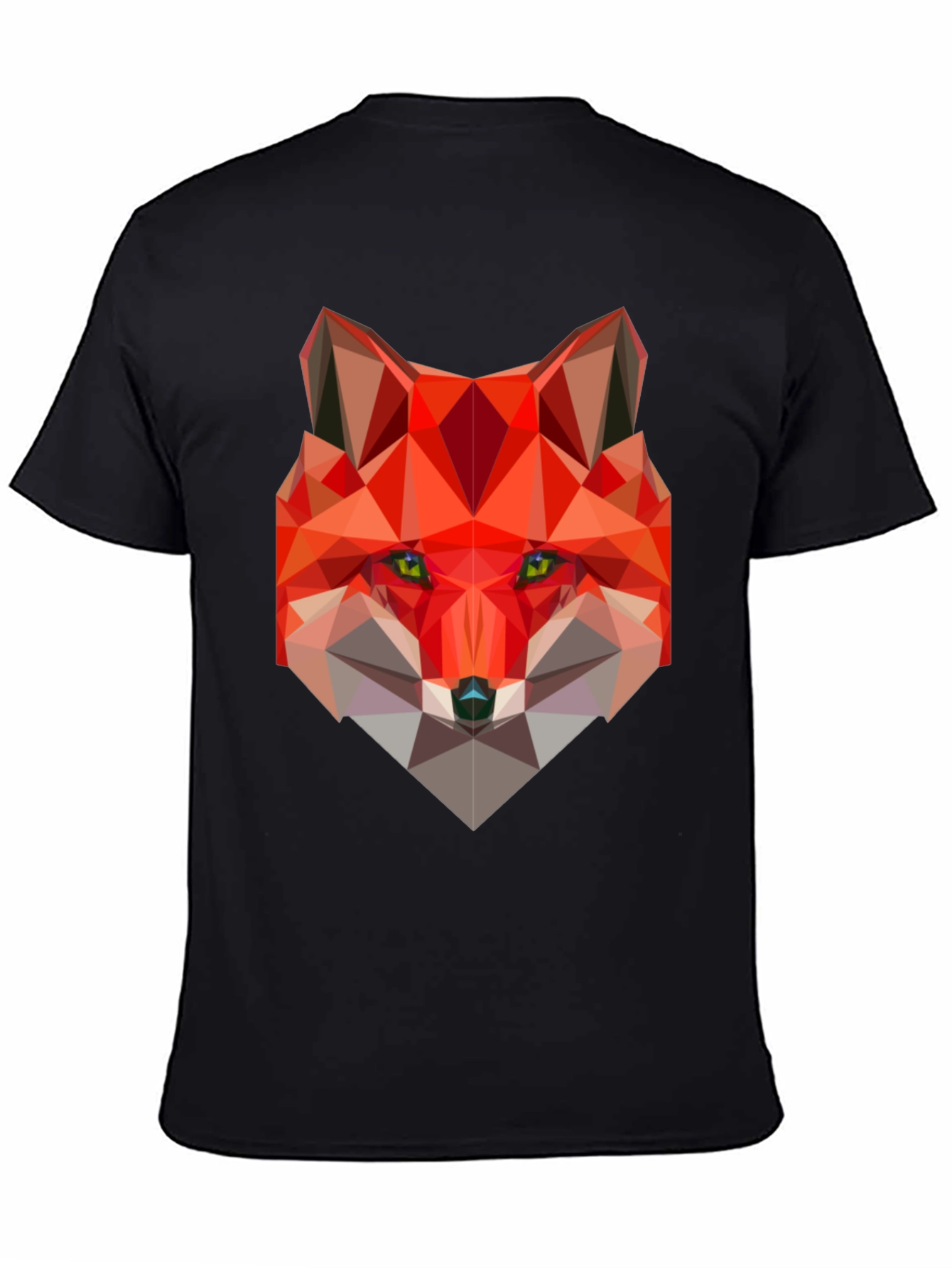 Geometric Fox Graphic Black T-Shirt