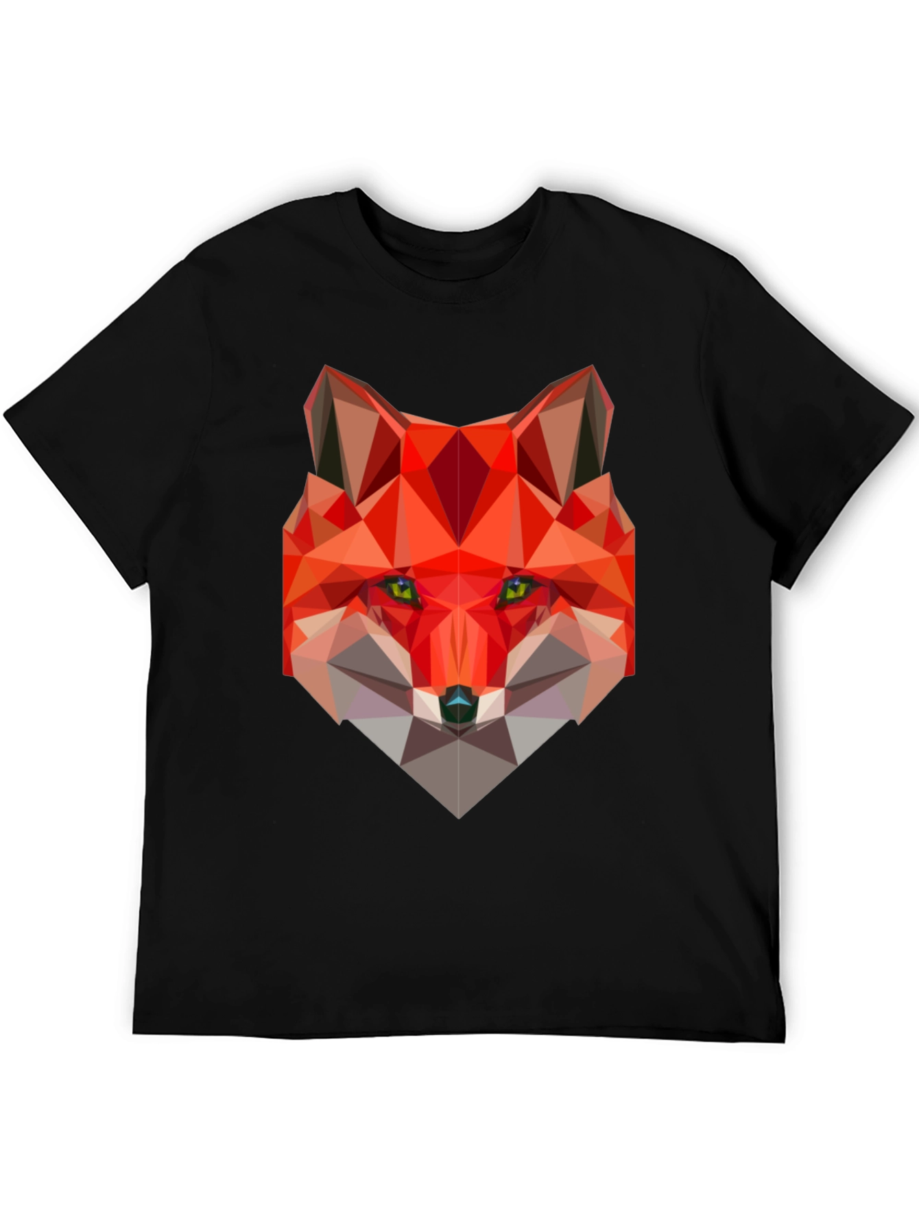 Geometric Fox Graphic Black T-Shirt