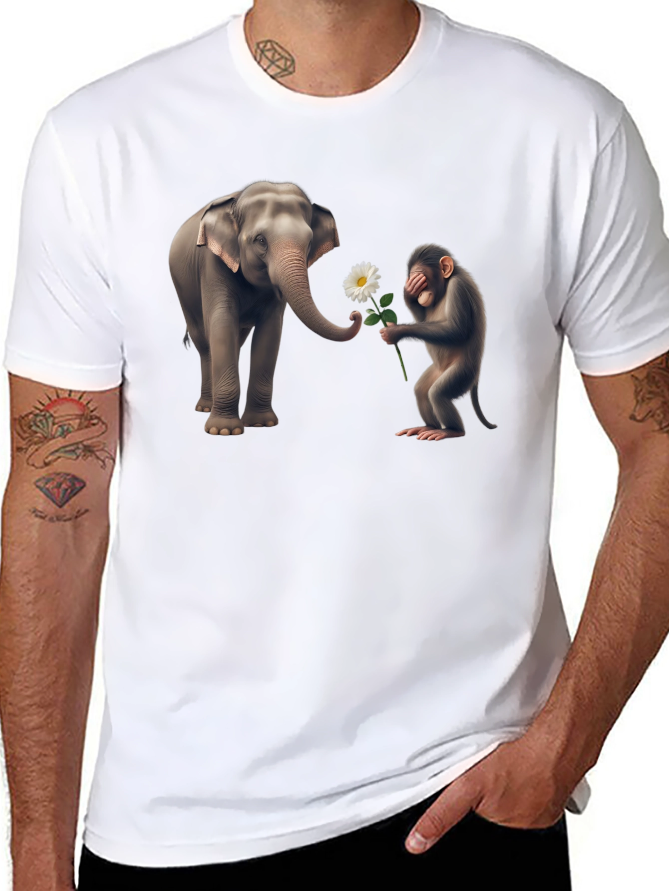 Elephant & Monkey Graphic Tee - Unique Design