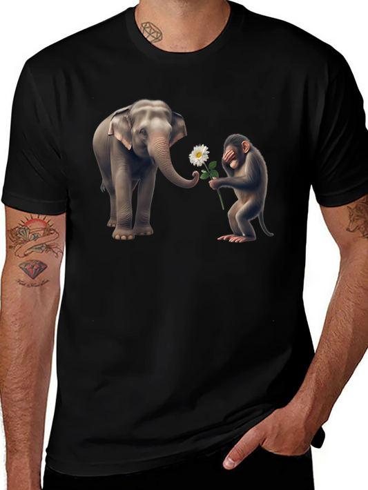 Elephant & Monkey Graphic Tee - Unique Design