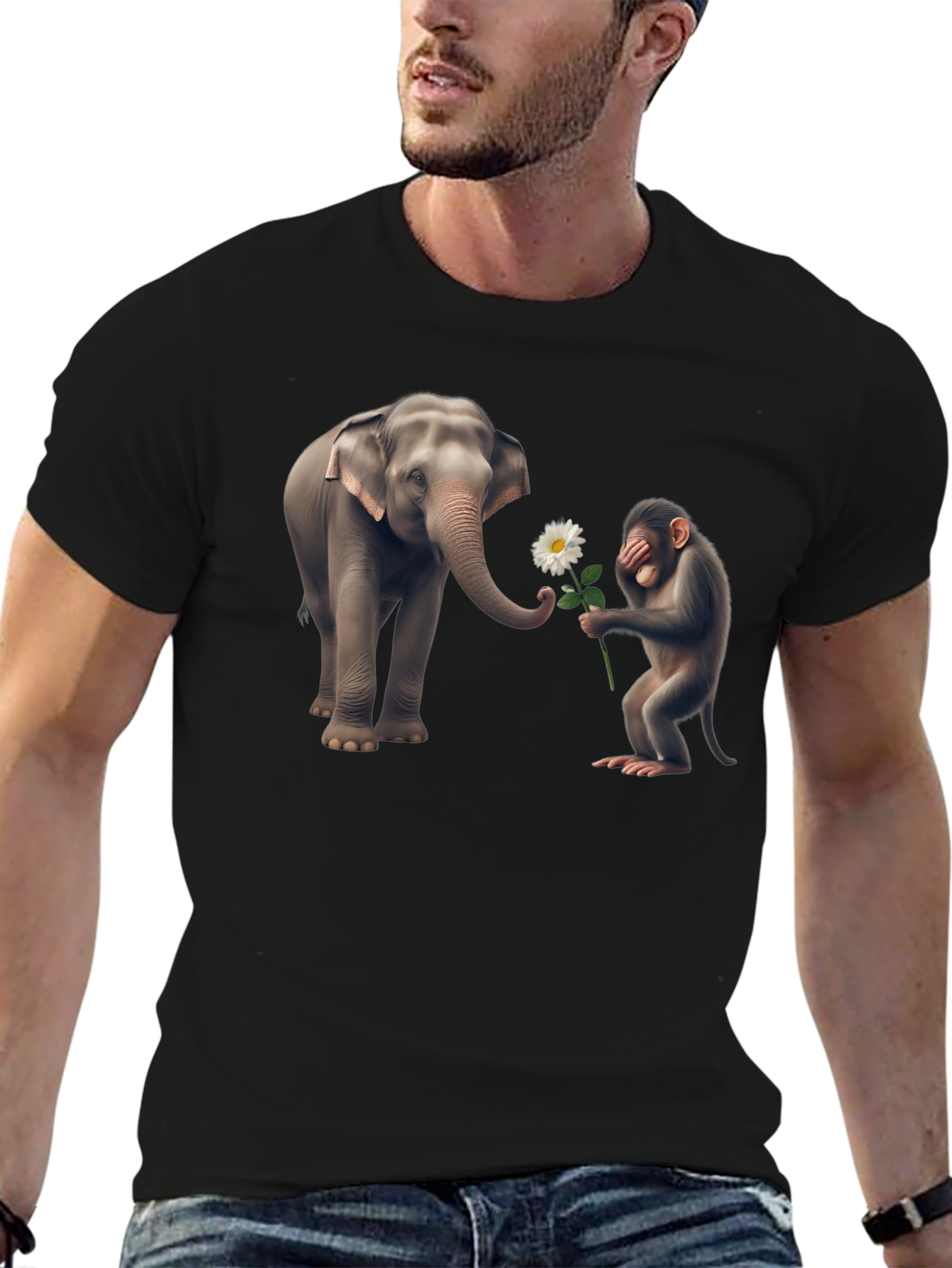 Elephant & Monkey Graphic Tee - Unique Design