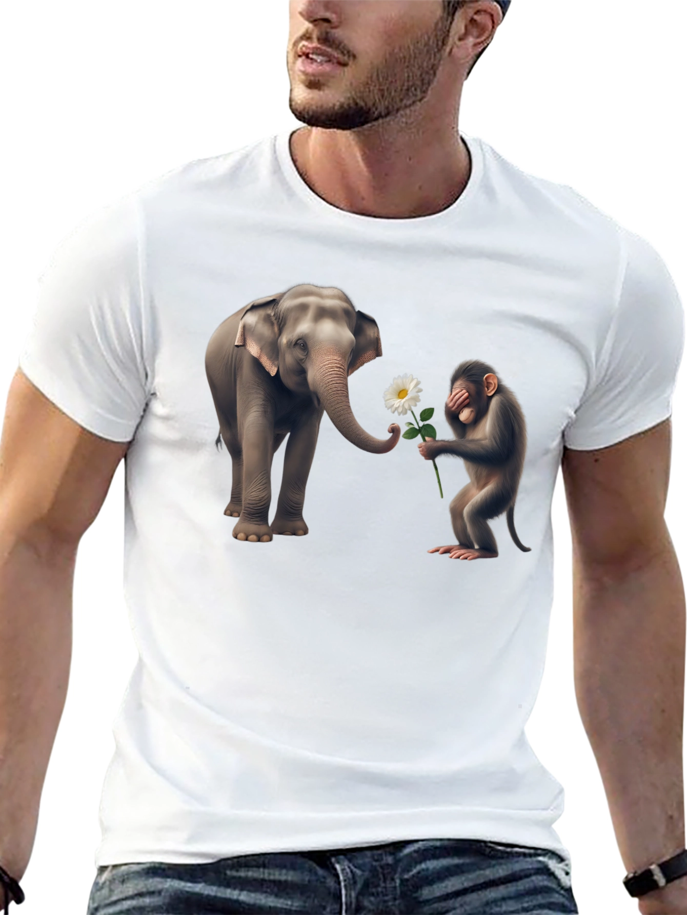 Elephant & Monkey Graphic Tee - Unique Design
