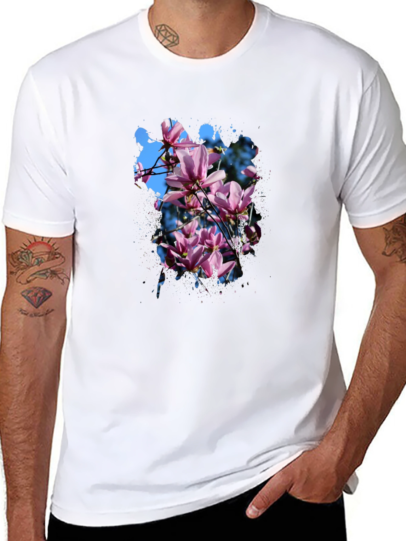 Floral Magnolia Blossom T-Shirt - Stylish Mens Tee