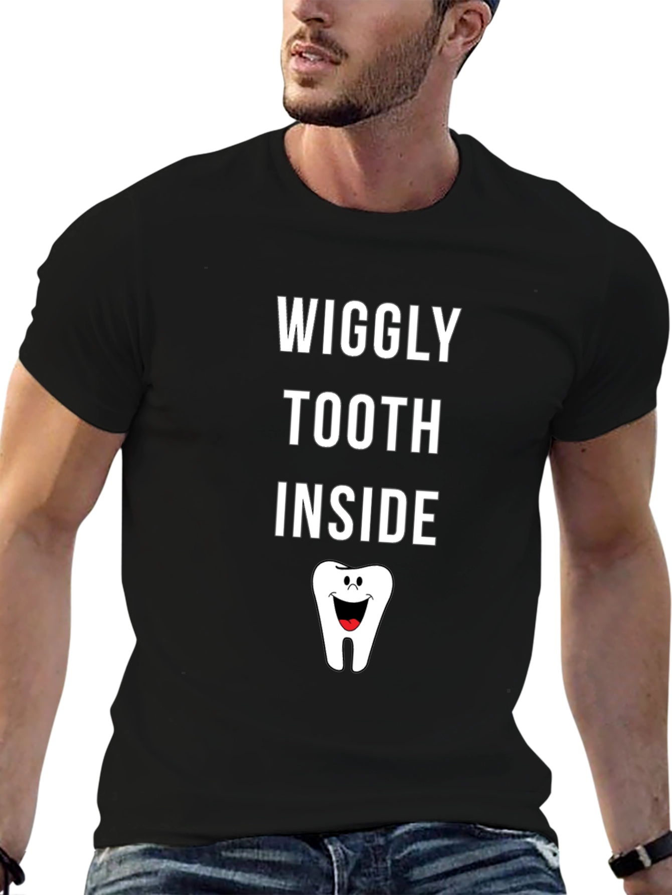 Wiggly Tooth Inside Graphic Tee - Black Cotton T-Shirt