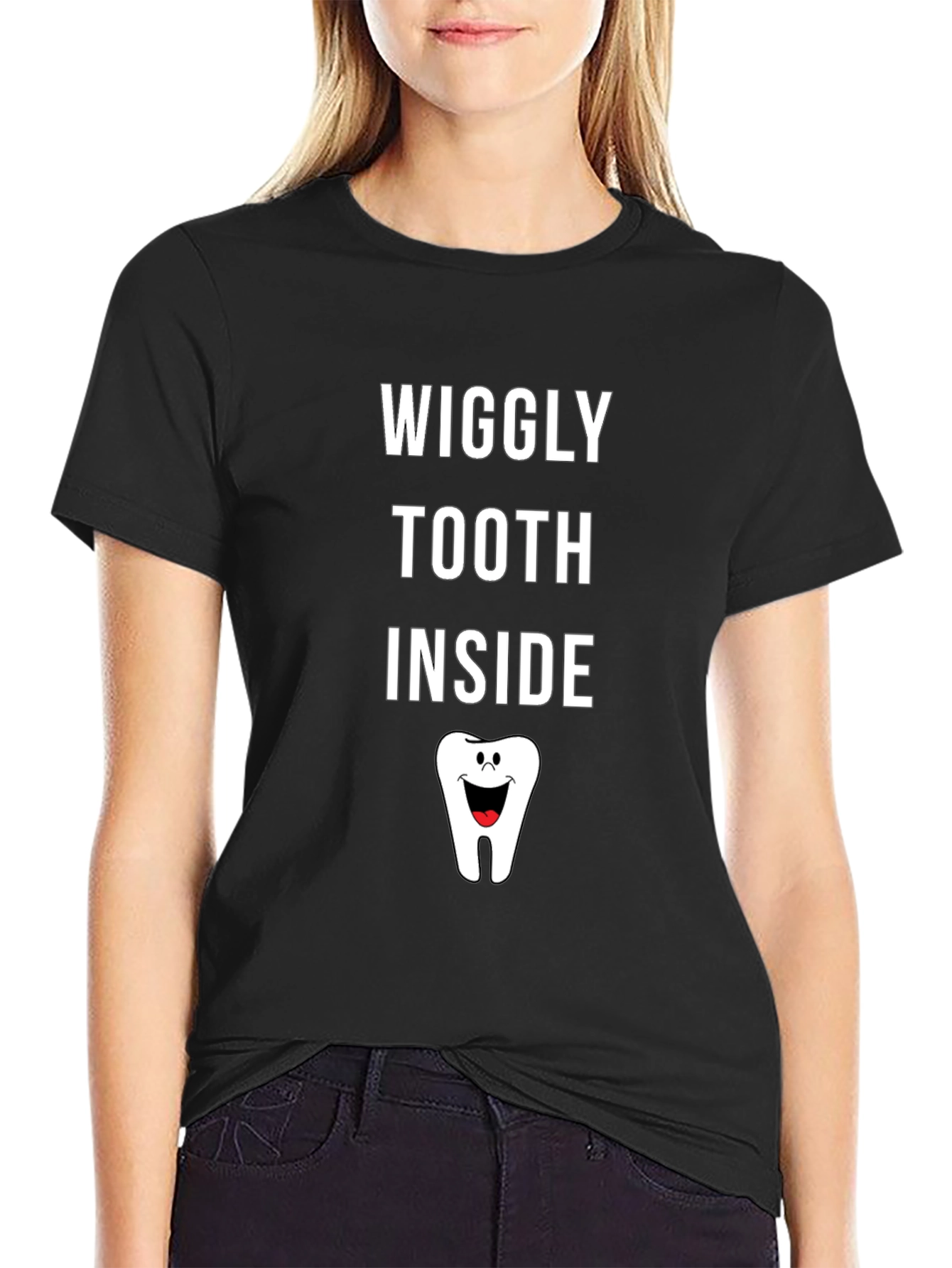 Wiggly Tooth Inside Graphic Tee - Black Cotton T-Shirt