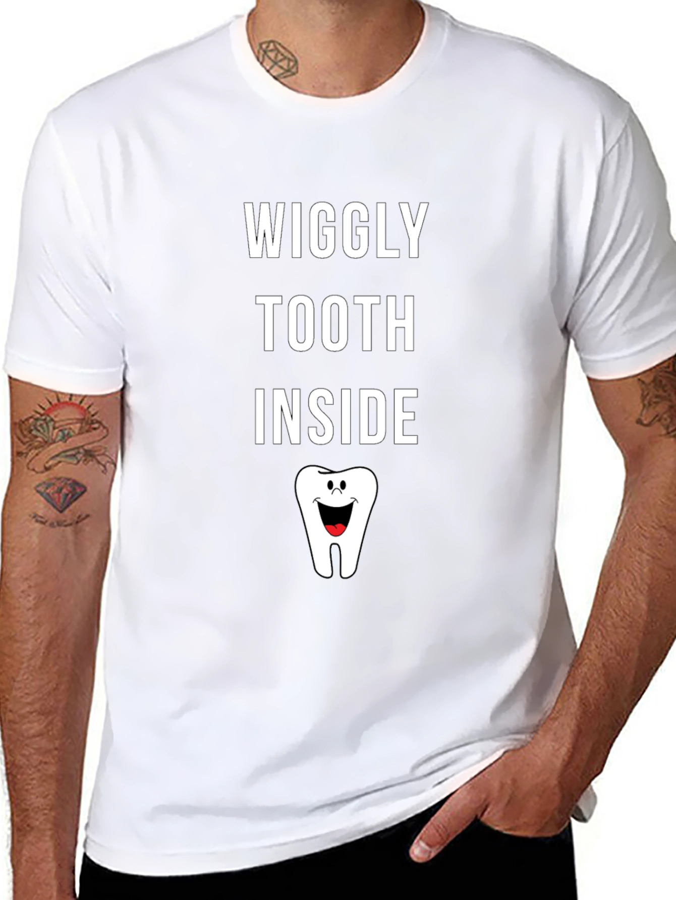 Wiggly Tooth Inside Graphic Tee - Black Cotton T-Shirt