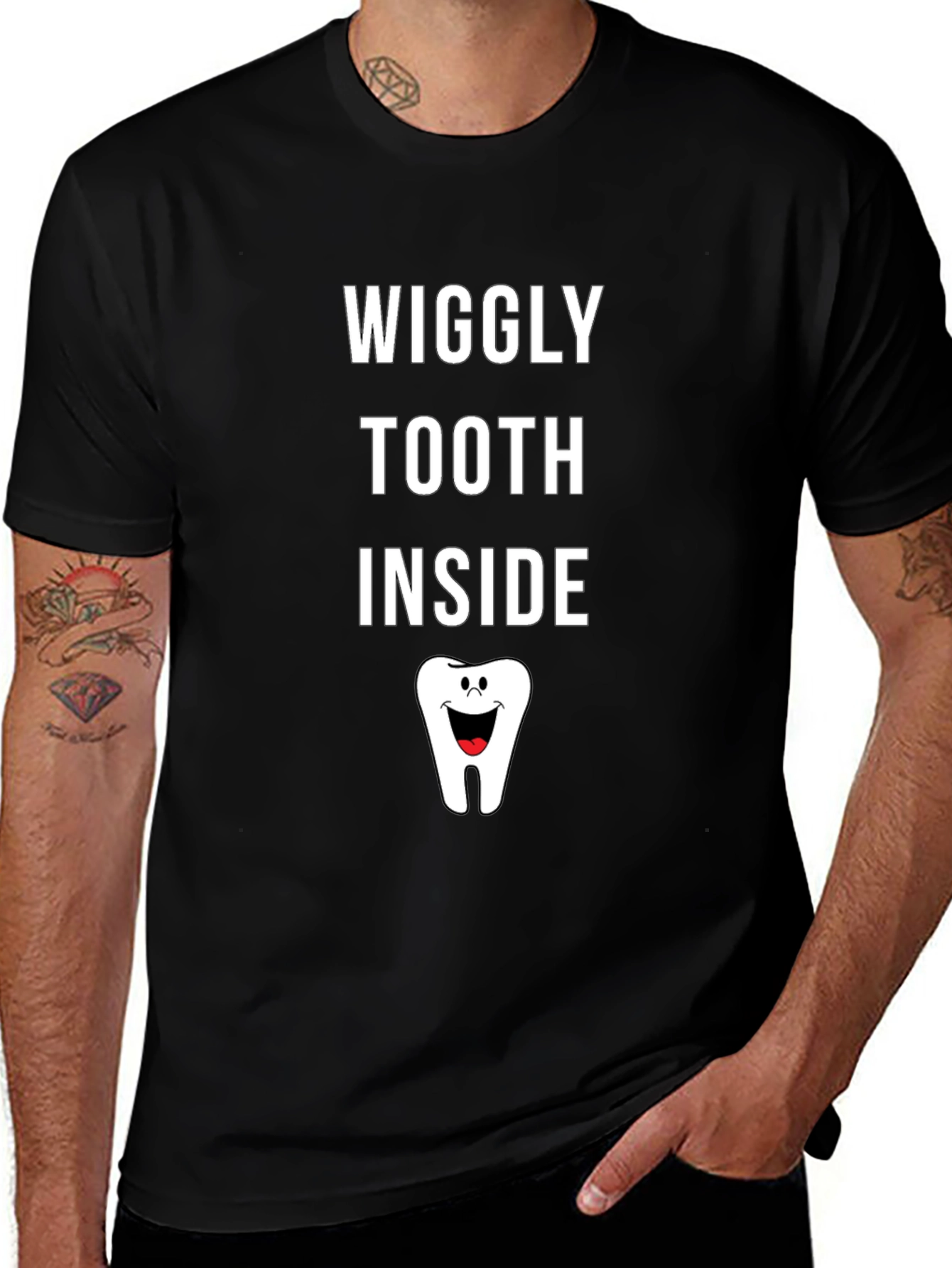 Wiggly Tooth Inside Graphic Tee - Black Cotton T-Shirt