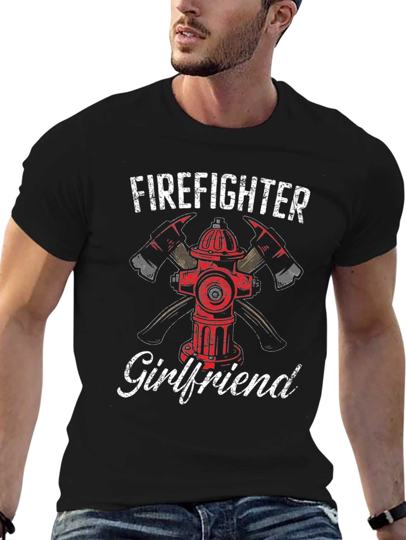 Firefighter Girlfriend T-Shirt - Axe Hydrant Design