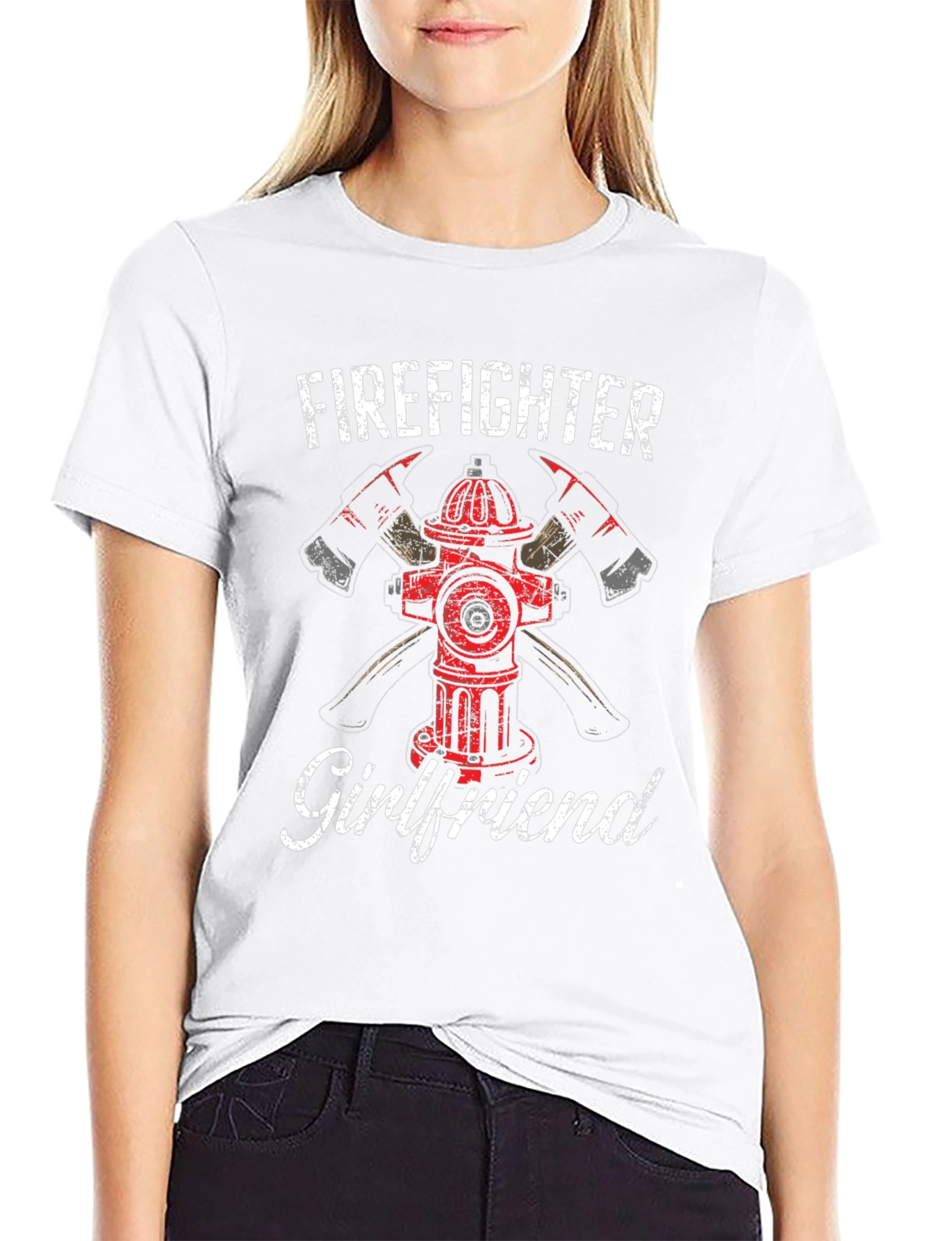 Firefighter Girlfriend T-Shirt - Axe Hydrant Design