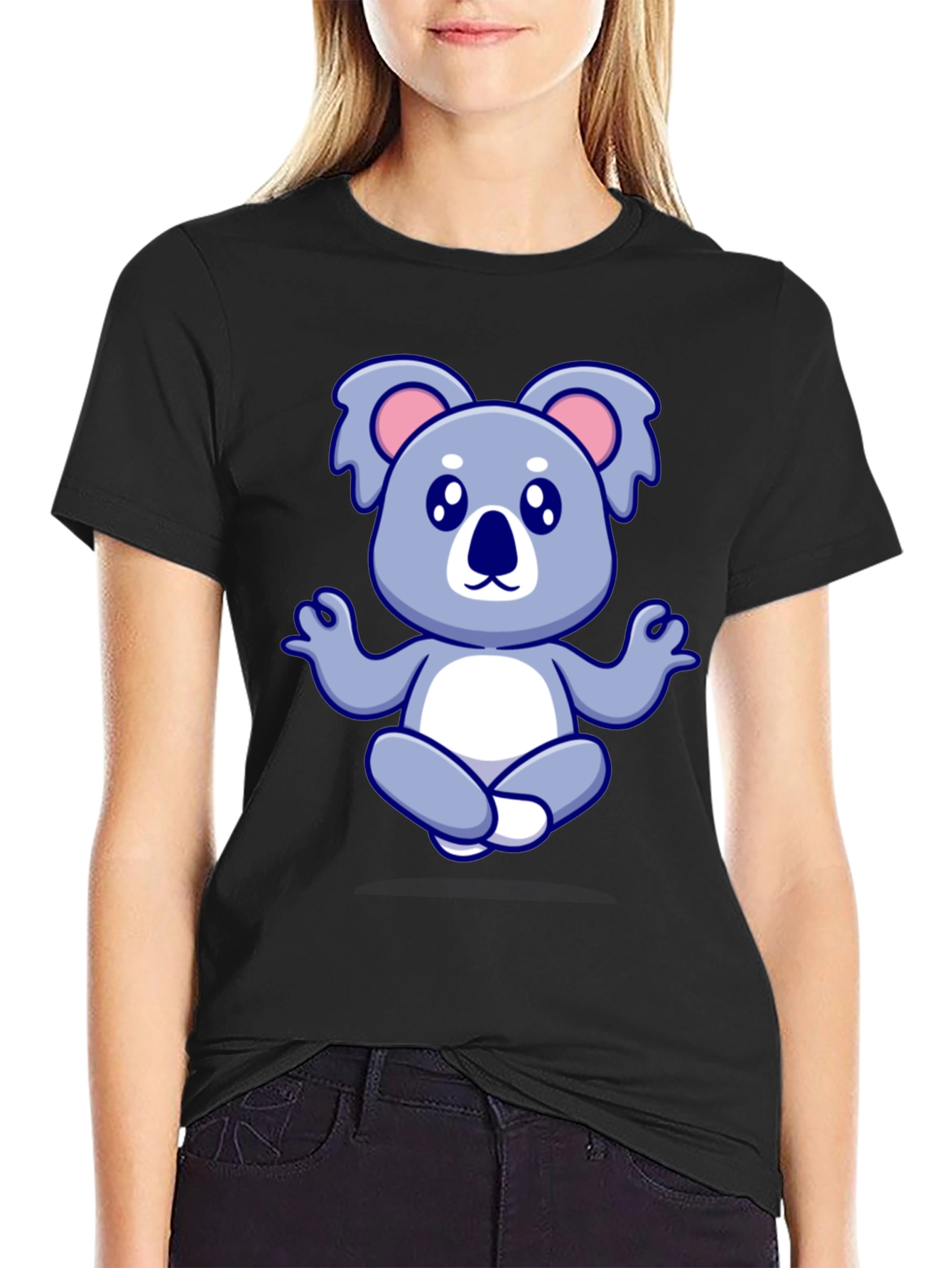 Koala Meditation Black T-Shirt