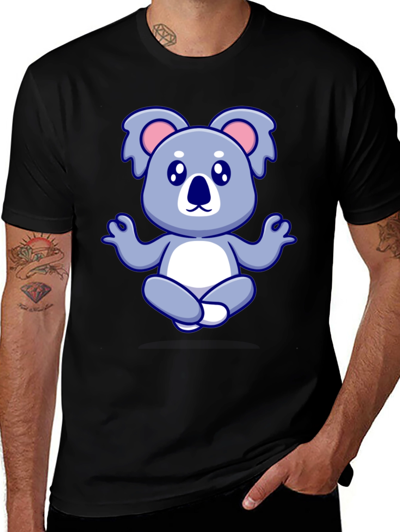 Koala Meditation Black T-Shirt