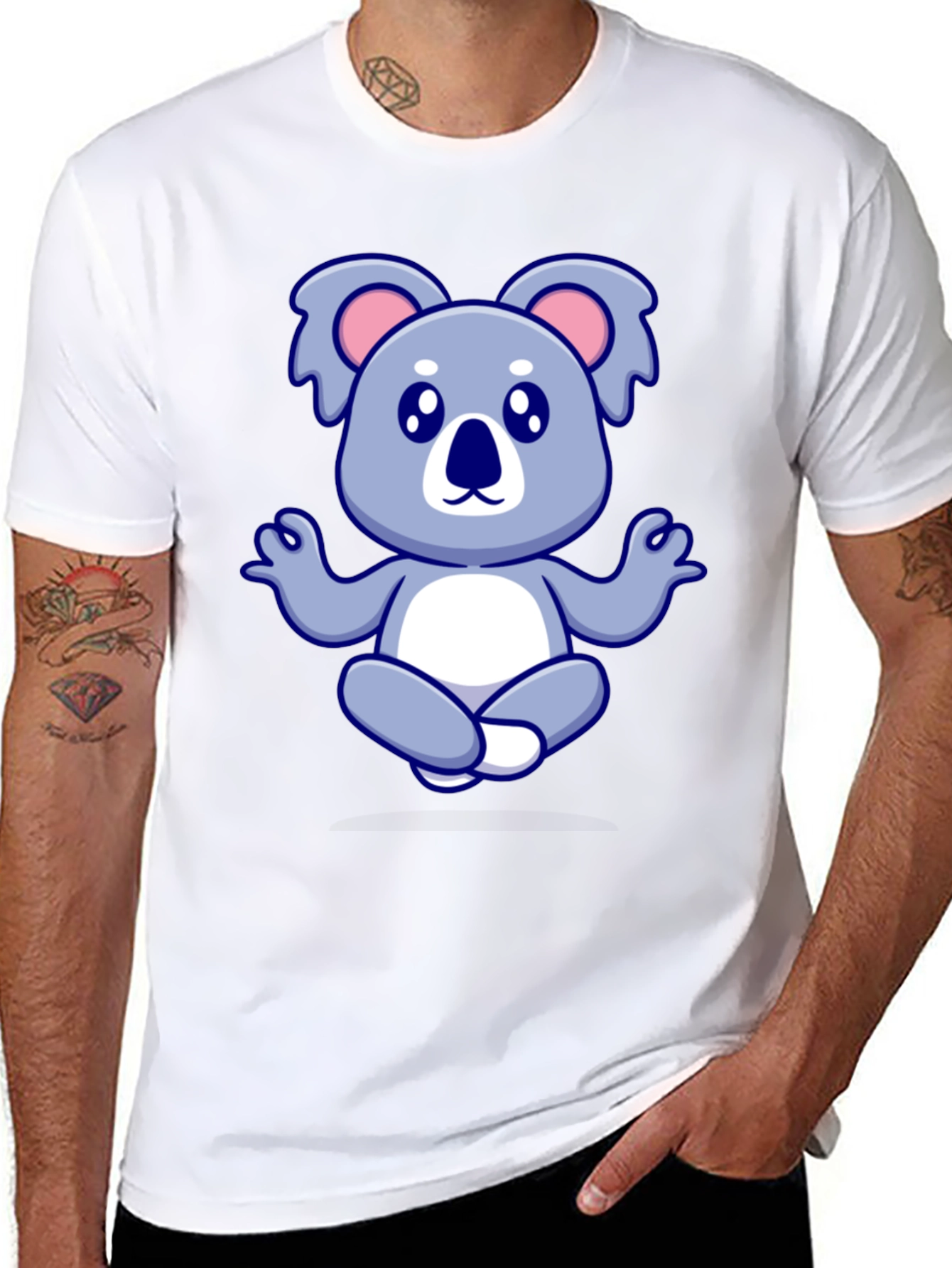 Koala Meditation Black T-Shirt