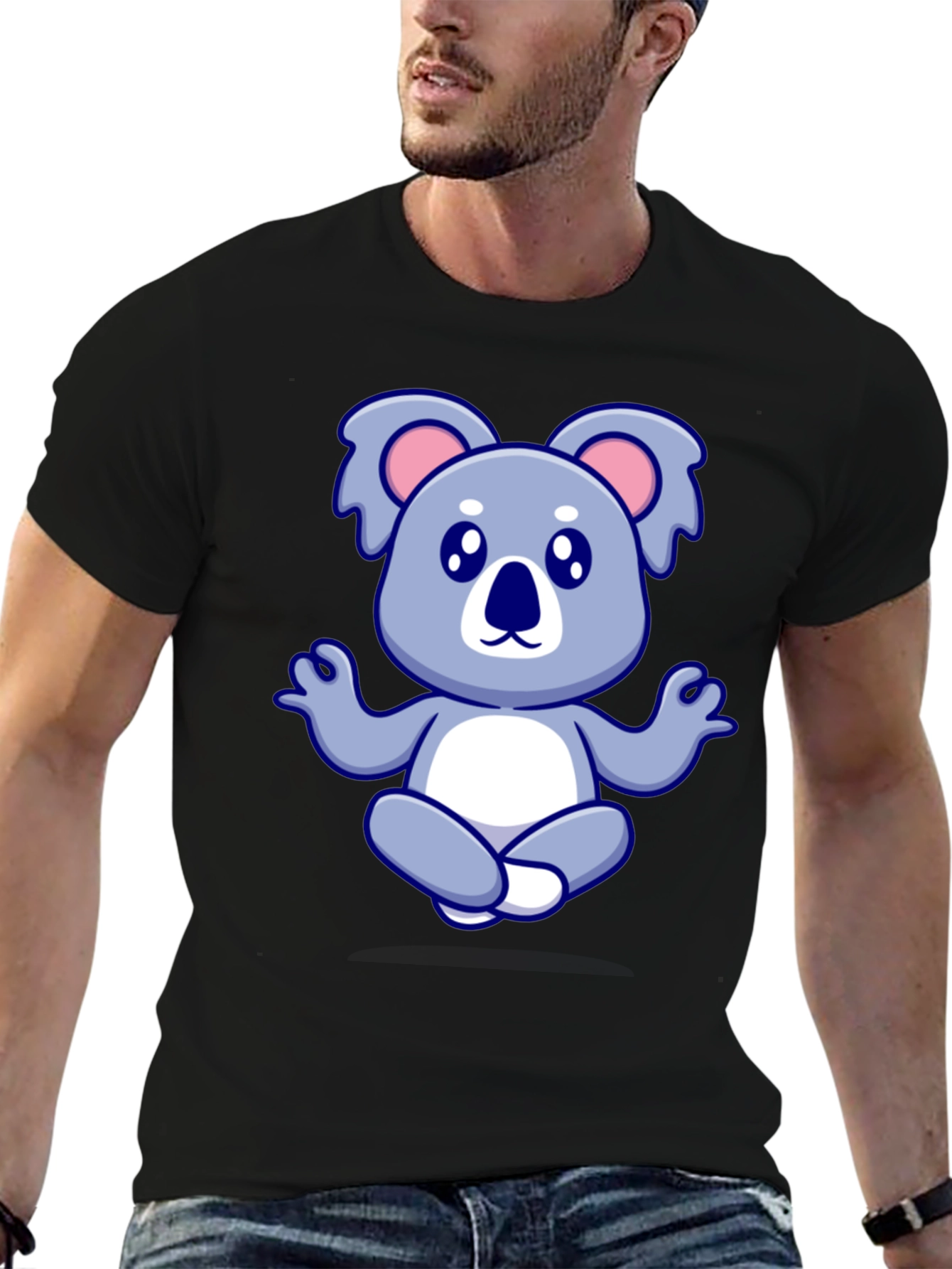 Koala Meditation Black T-Shirt
