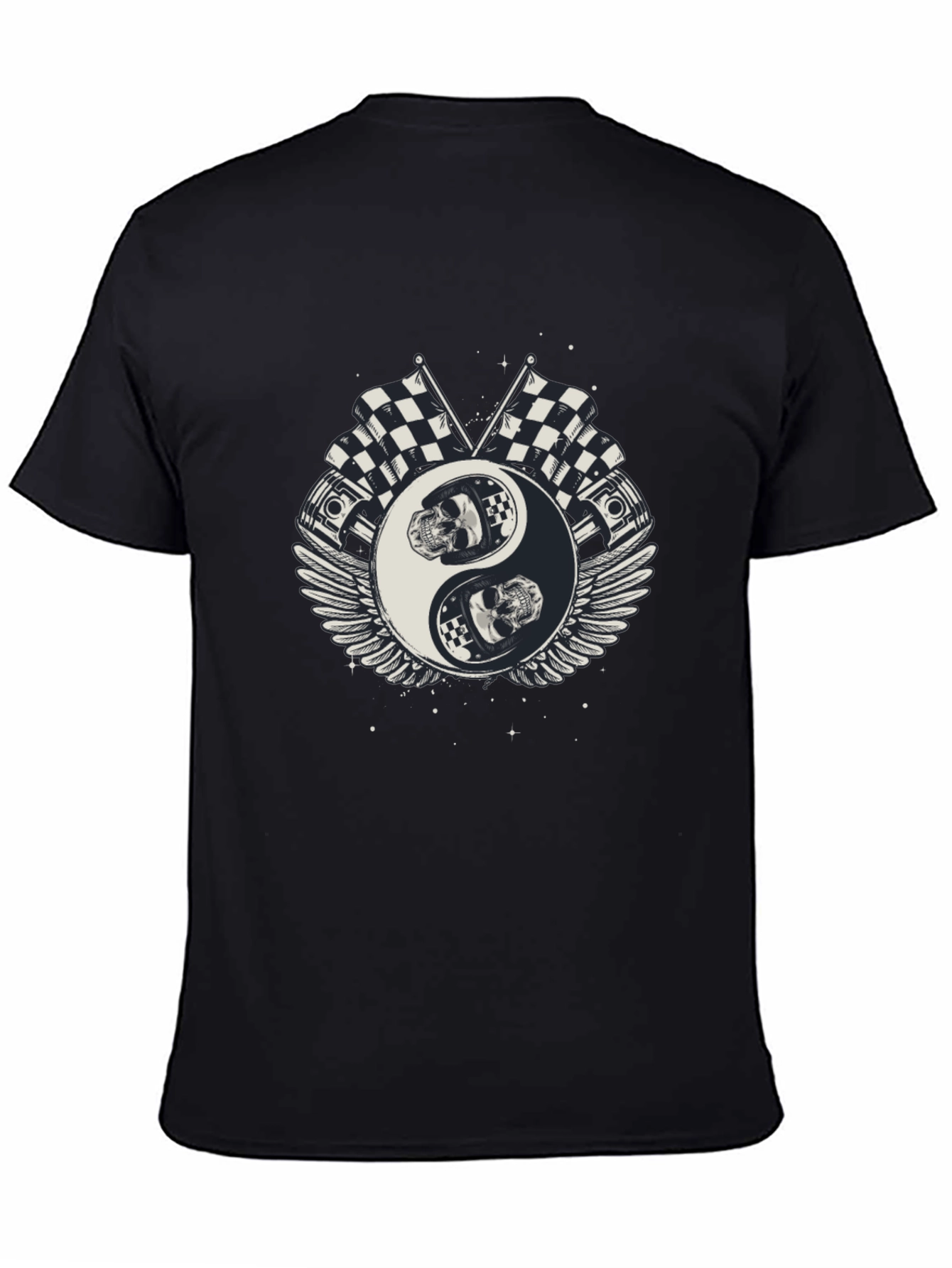 Yin Yang Racing Skull Black T-Shirt