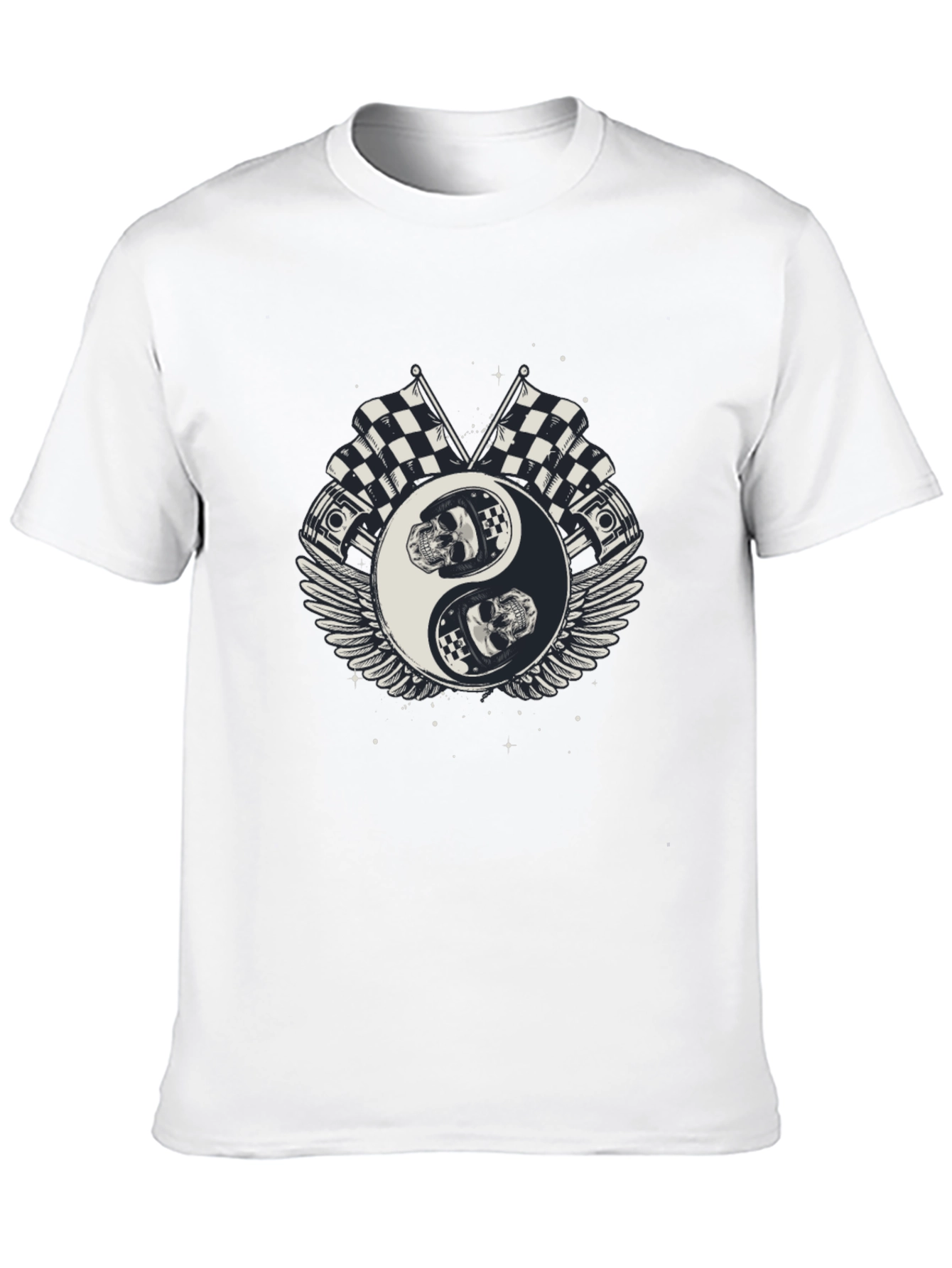 Yin Yang Racing Skull Black T-Shirt