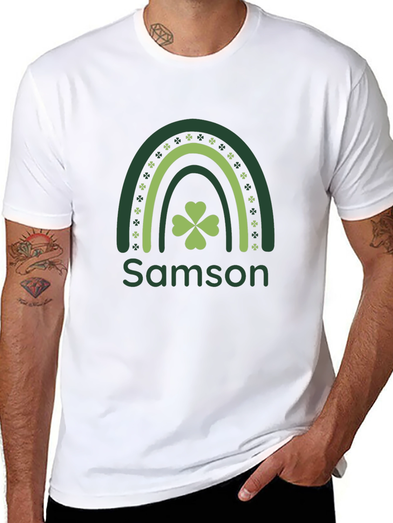 Samson St. Patricks Day Rainbow Clover T-Shirt