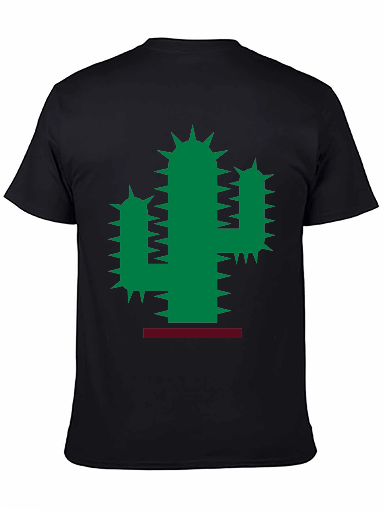 Cactus Graphic Print Mens Black T-Shirt