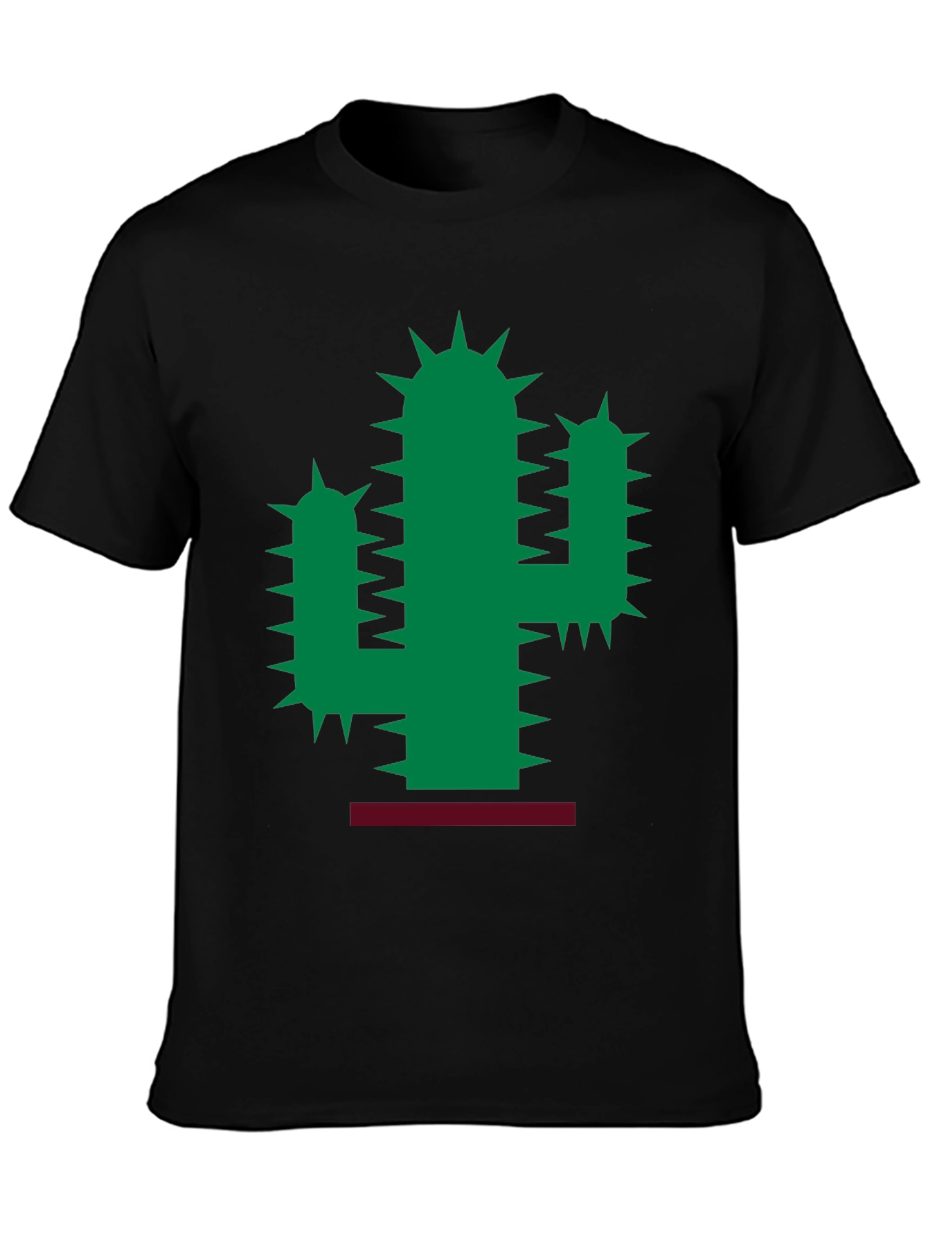 Cactus Graphic Print Mens Black T-Shirt