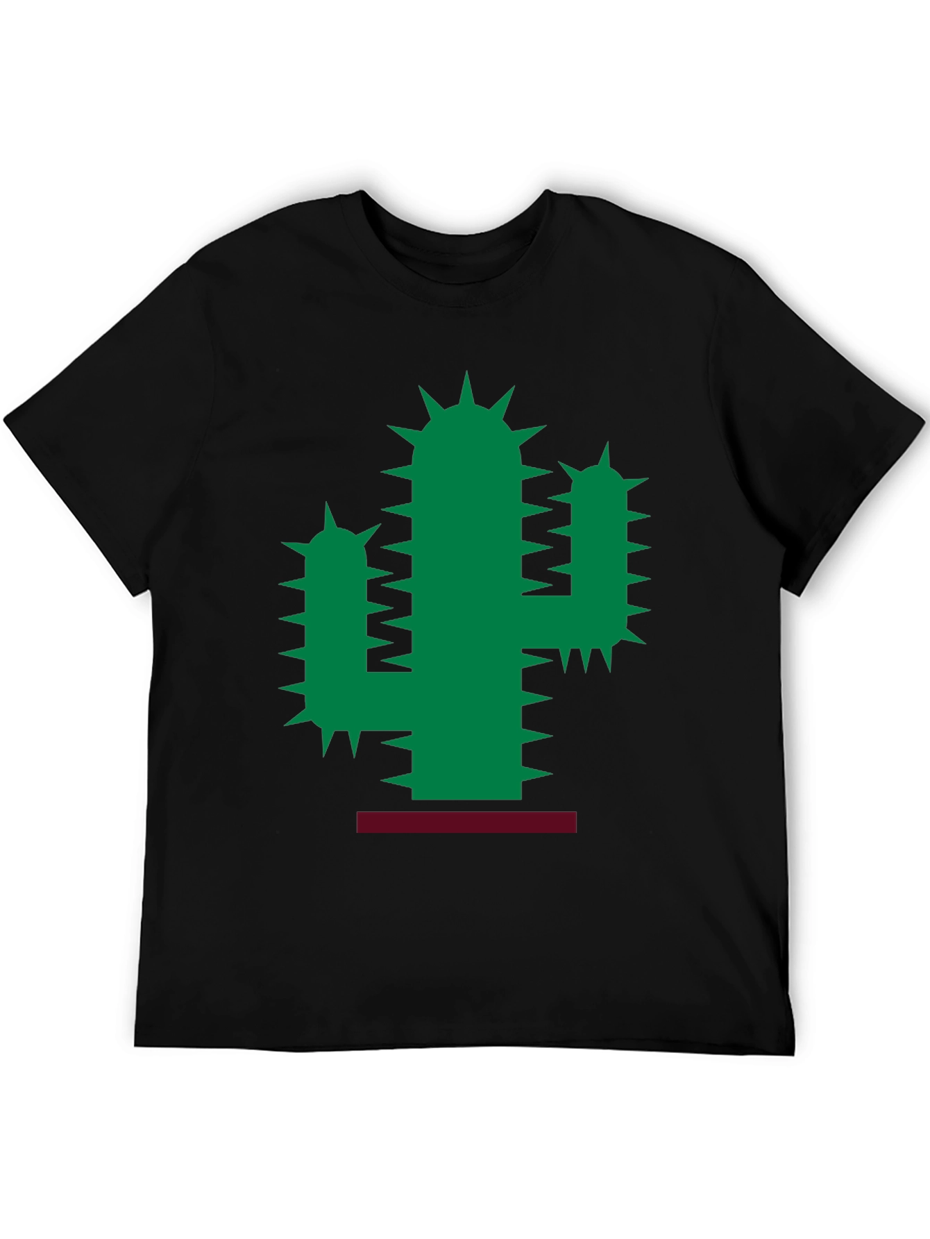Cactus Graphic Print Mens Black T-Shirt