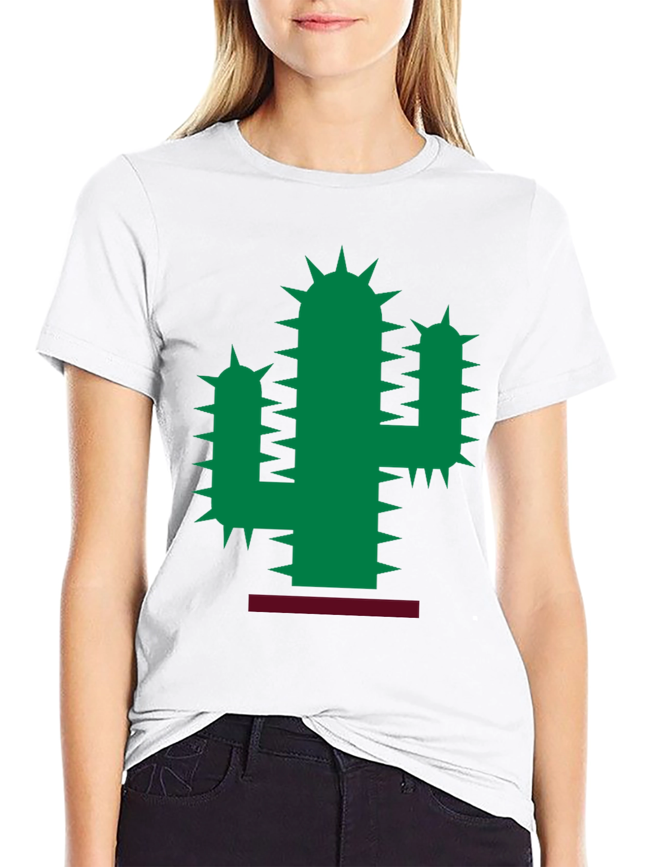 Cactus Graphic Print Mens Black T-Shirt
