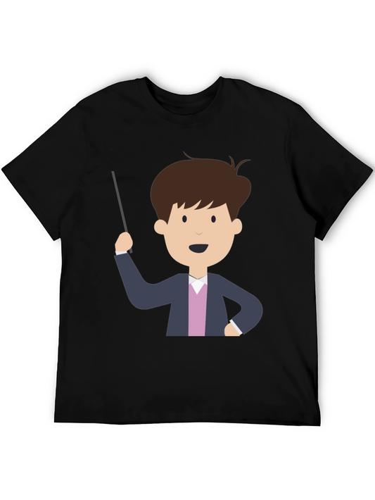 Cartoon Teacher Black T-Shirt