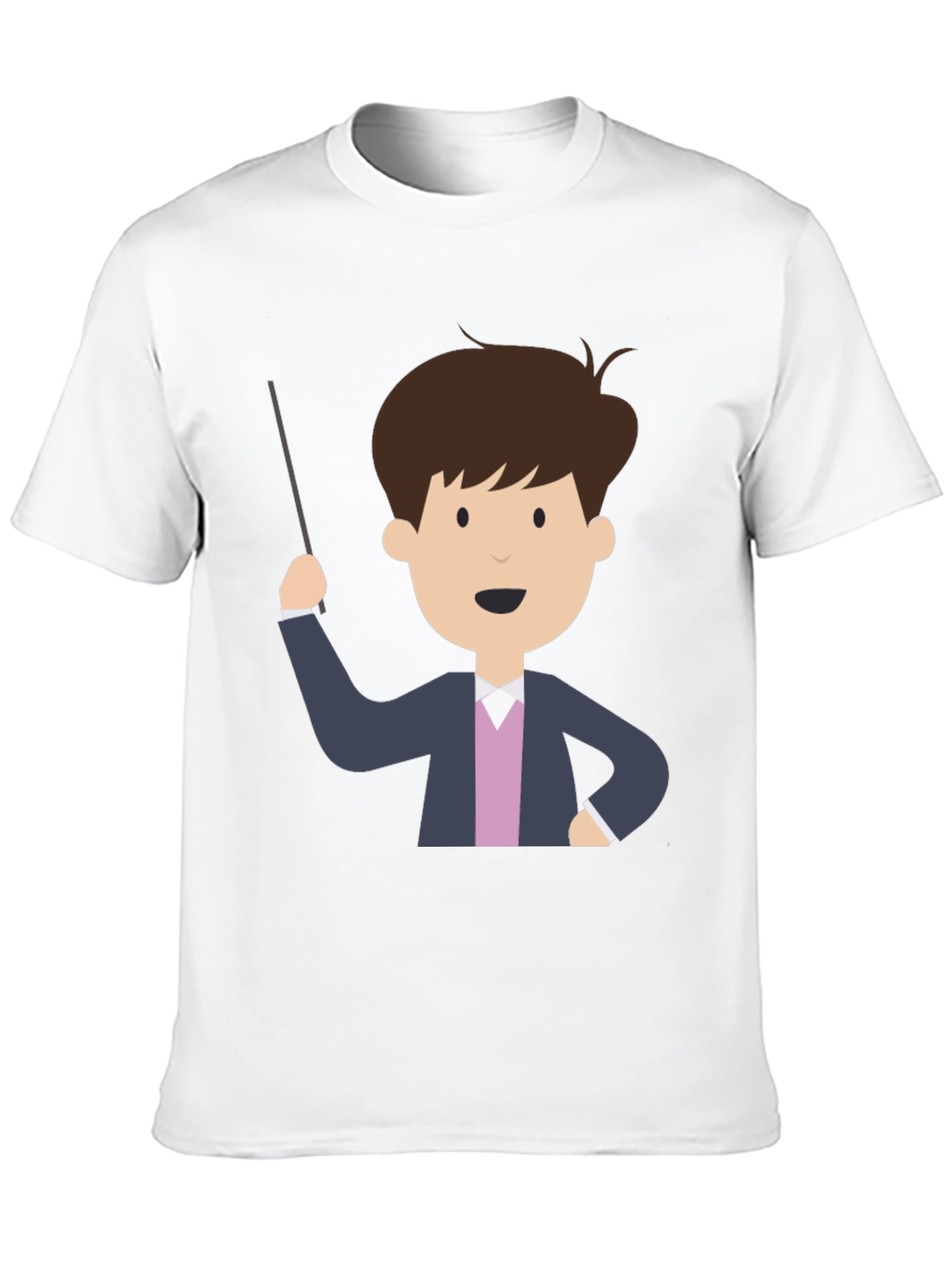 Cartoon Teacher Black T-Shirt