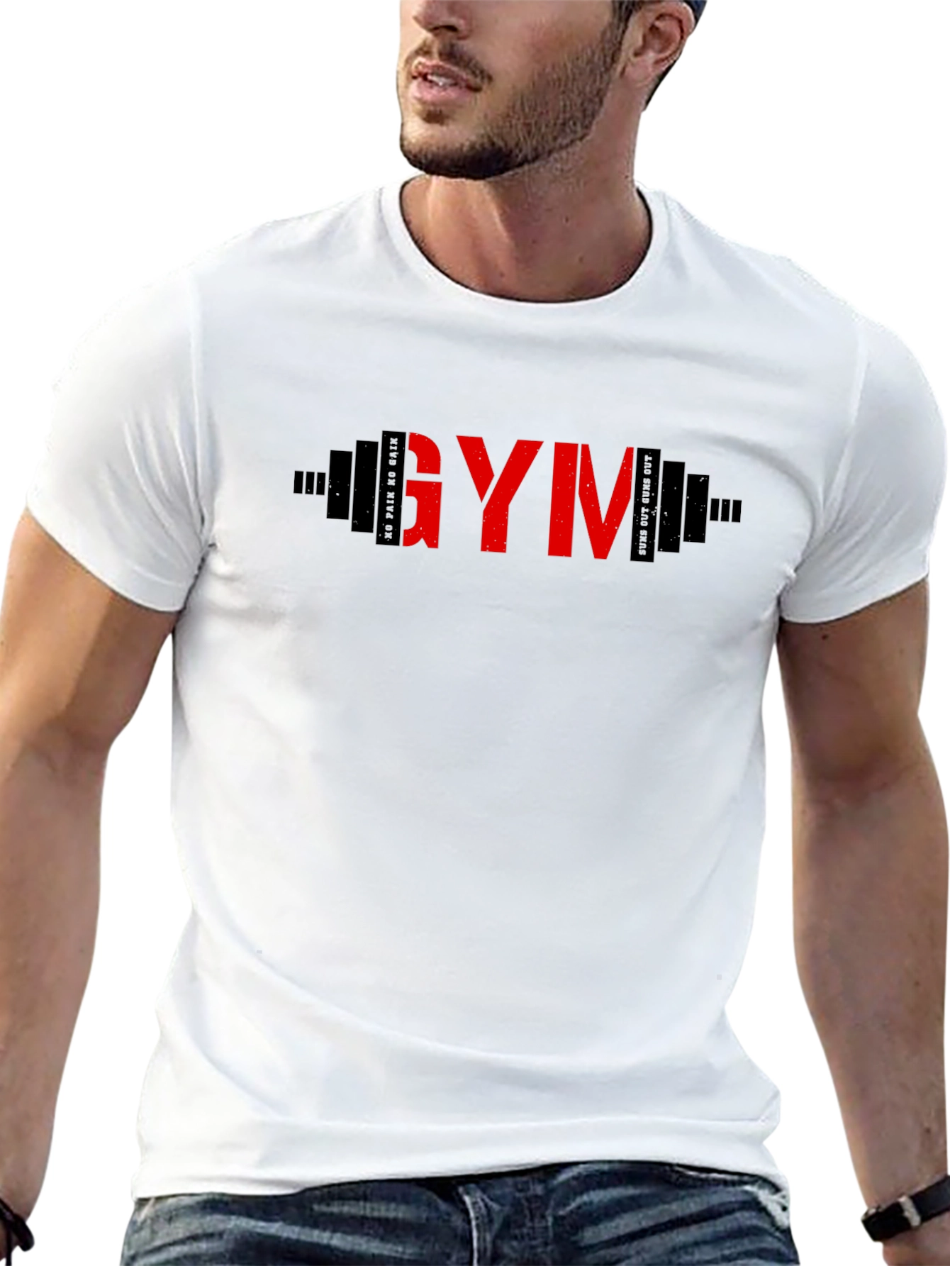 GYM Barbell Graphic T-Shirt - Fitness Apparel