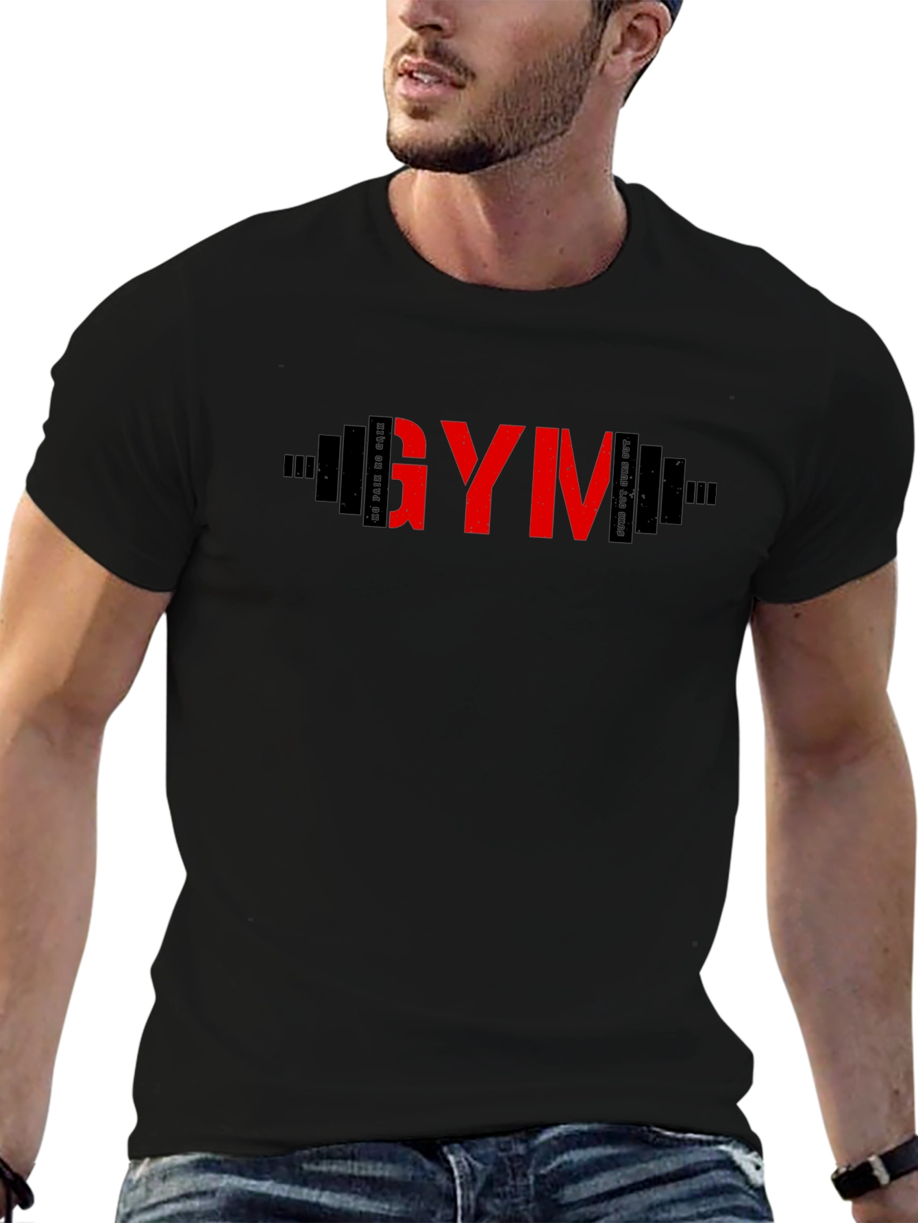 GYM Barbell Graphic T-Shirt - Fitness Apparel