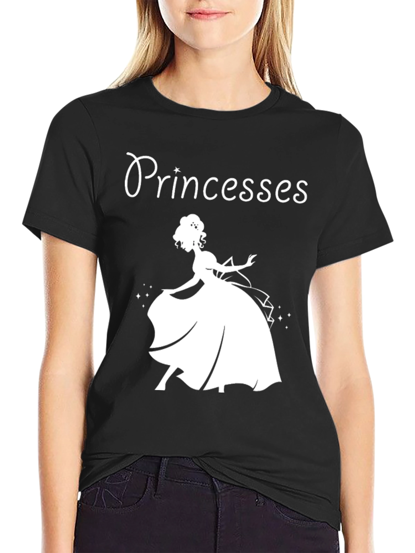 Princesses Graphic T-Shirt - Black Cotton Tee