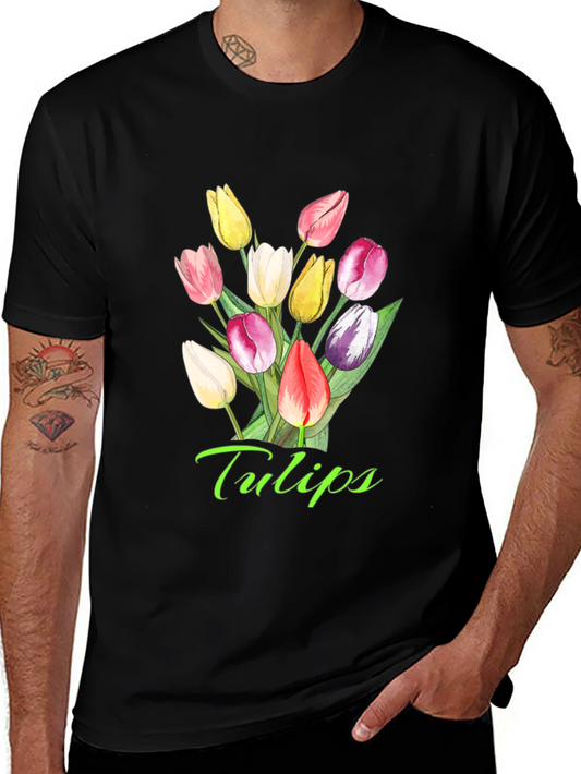 Tulips Floral T-Shirt - Stylish Springtime Apparel