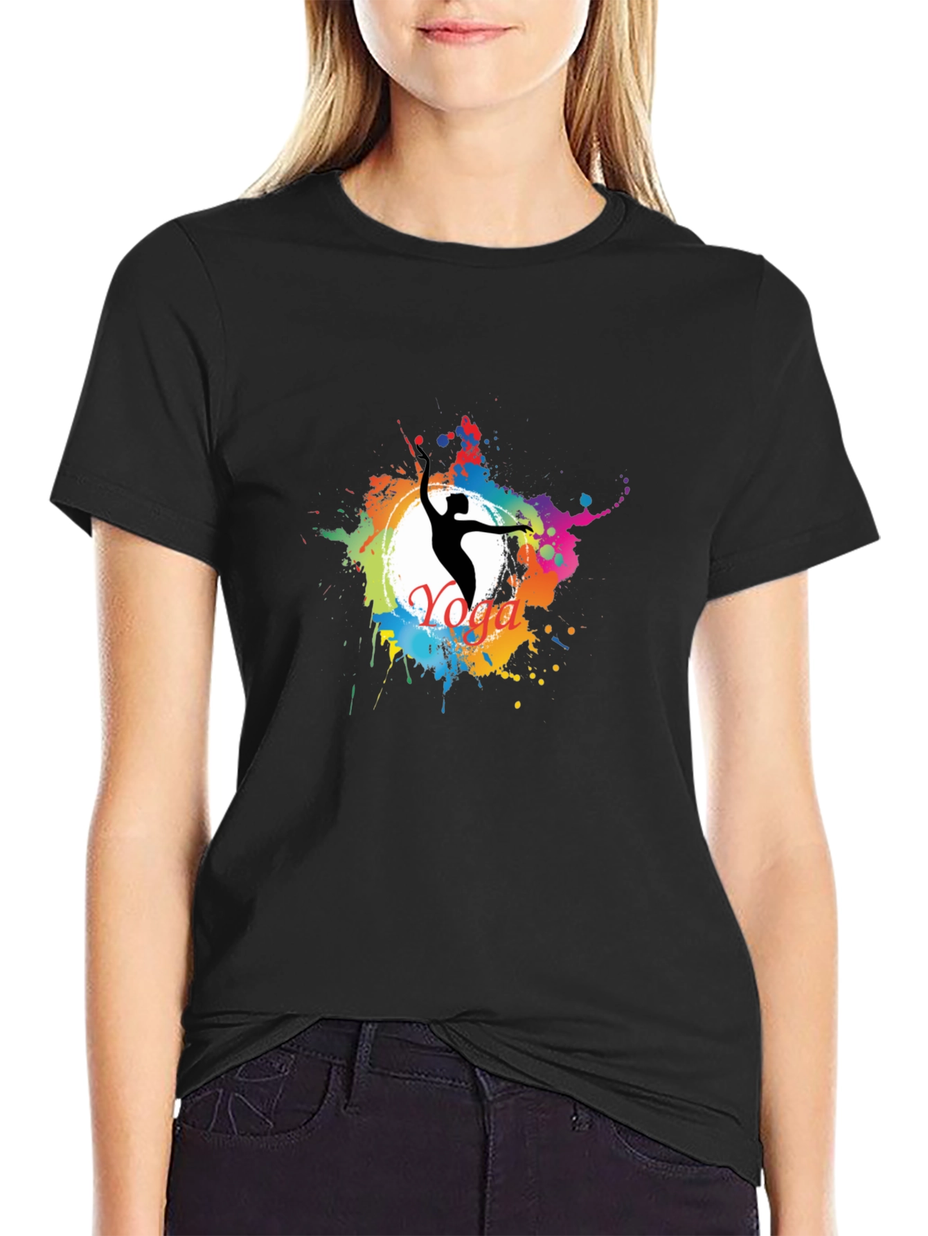 Yoga Splash Black T-Shirt