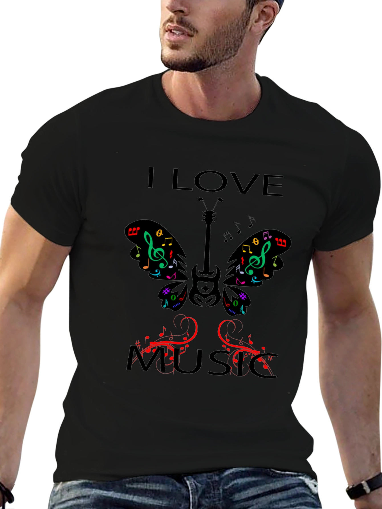 I Love Music Graphic Print T-Shirt