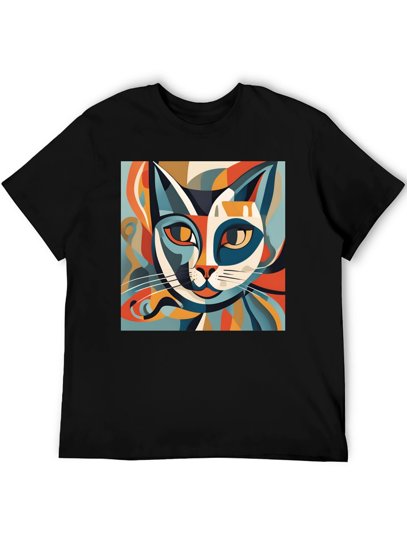 Abstract Cat Graphic Tee - Modern Art Style