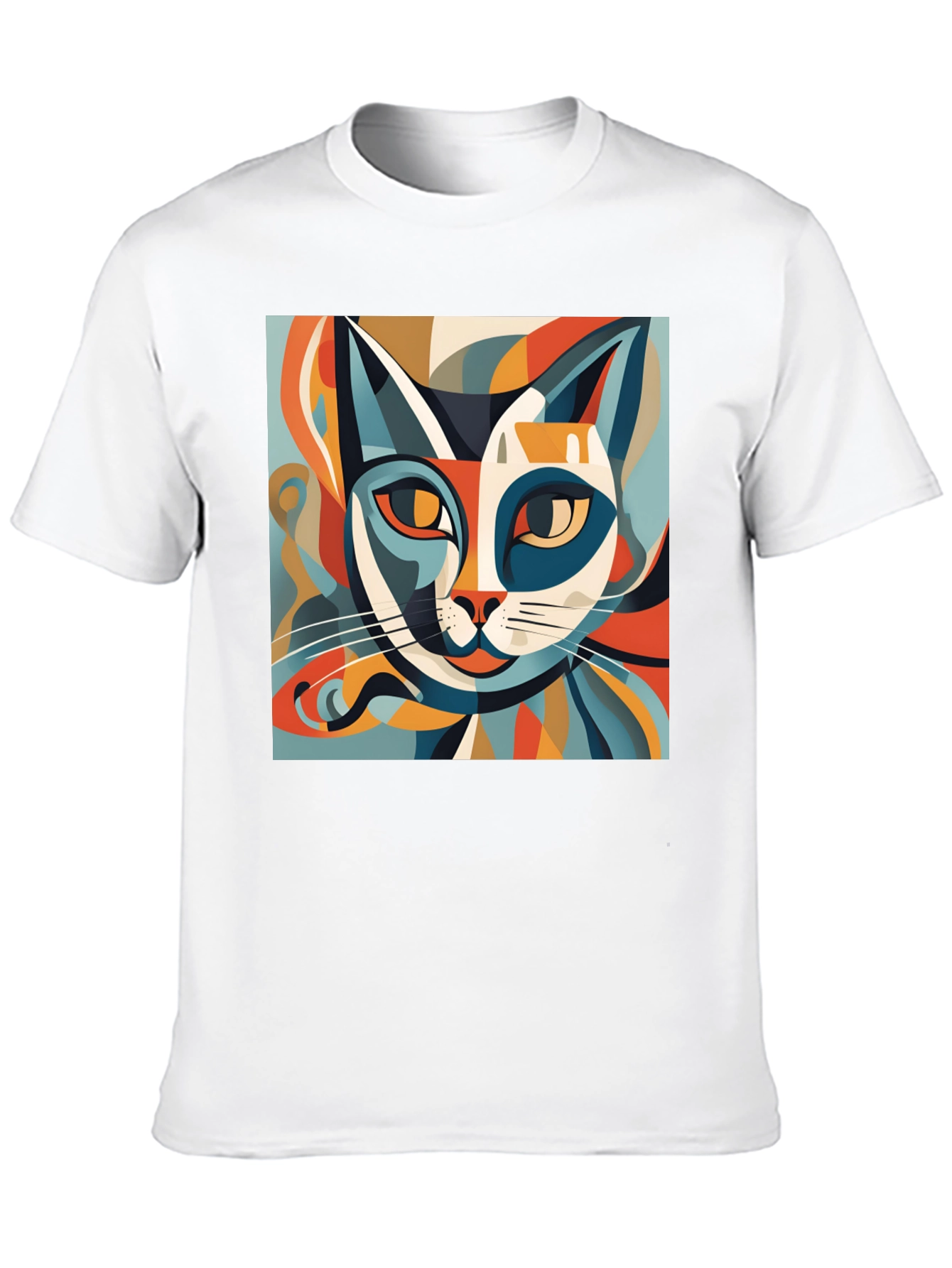 Abstract Cat Graphic Tee - Modern Art Style