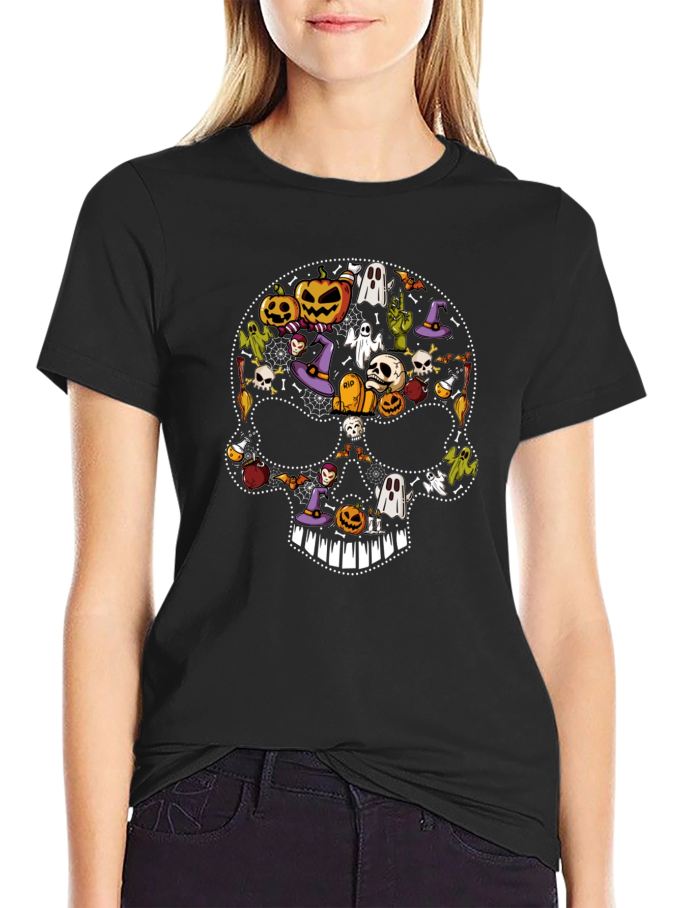 Halloween Skull Graphic Tee