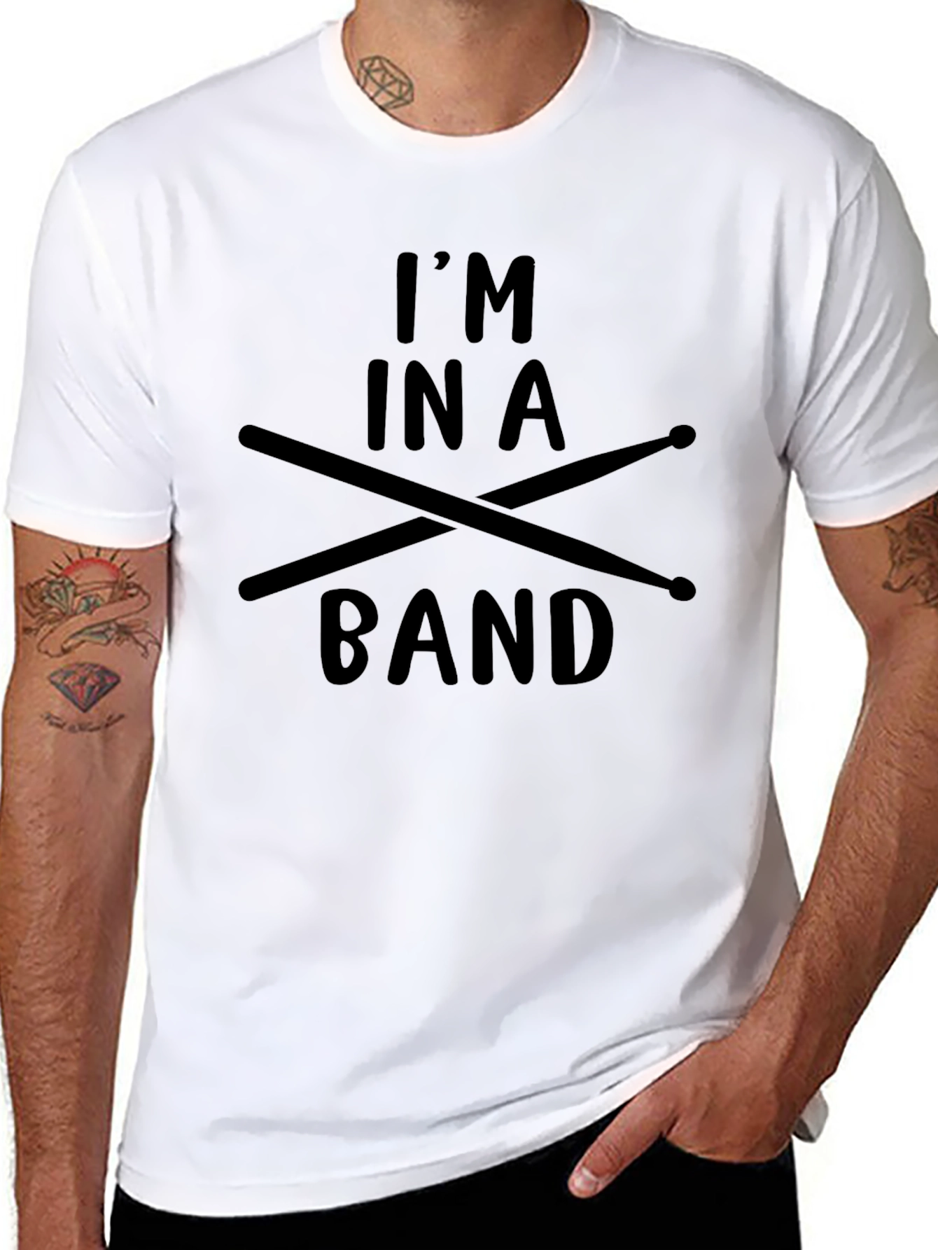 Im in a Band Drum Sticks Black T-Shirt