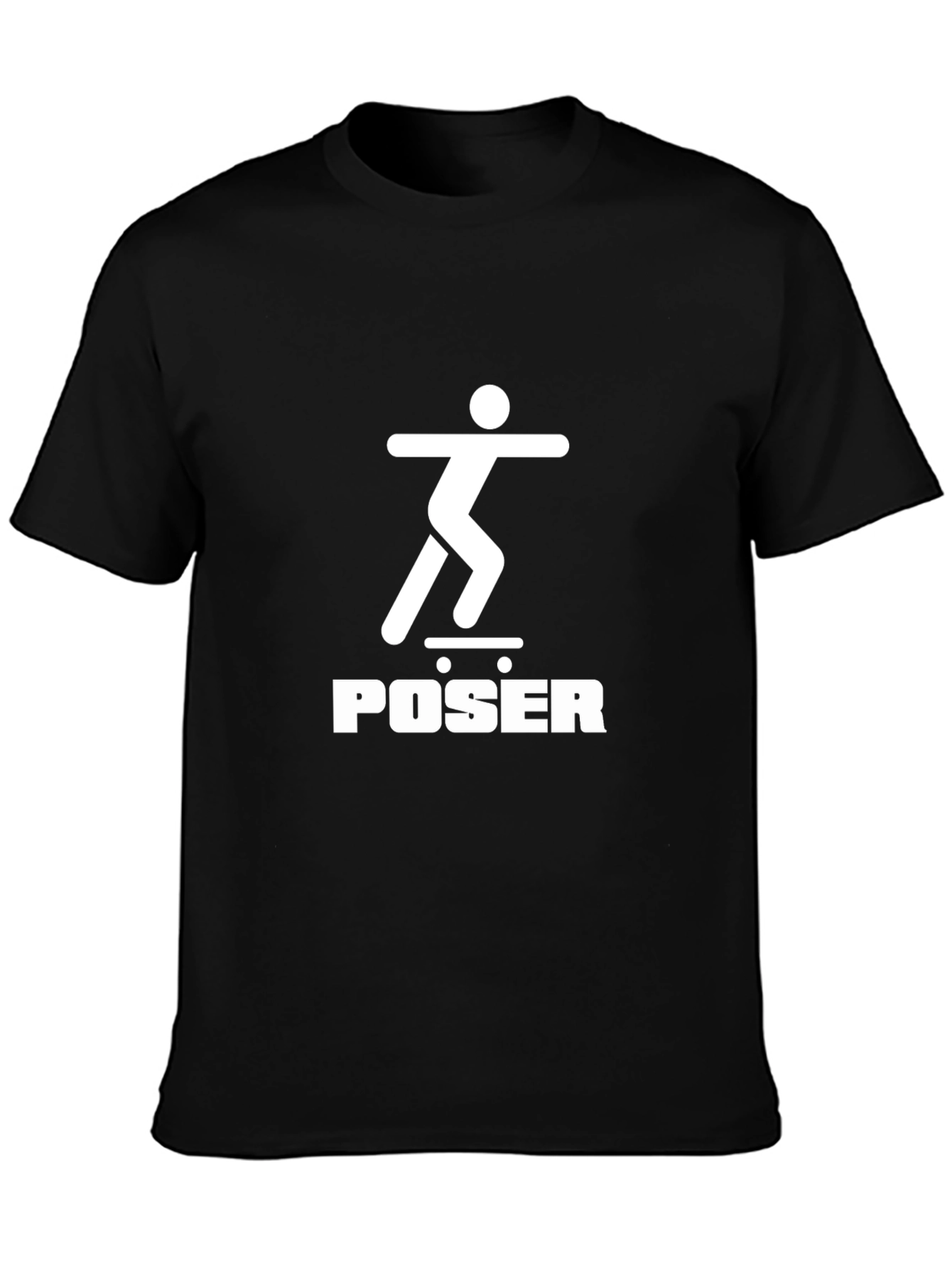 Skateboarder Poser Graphic Tee - Black Crew Neck