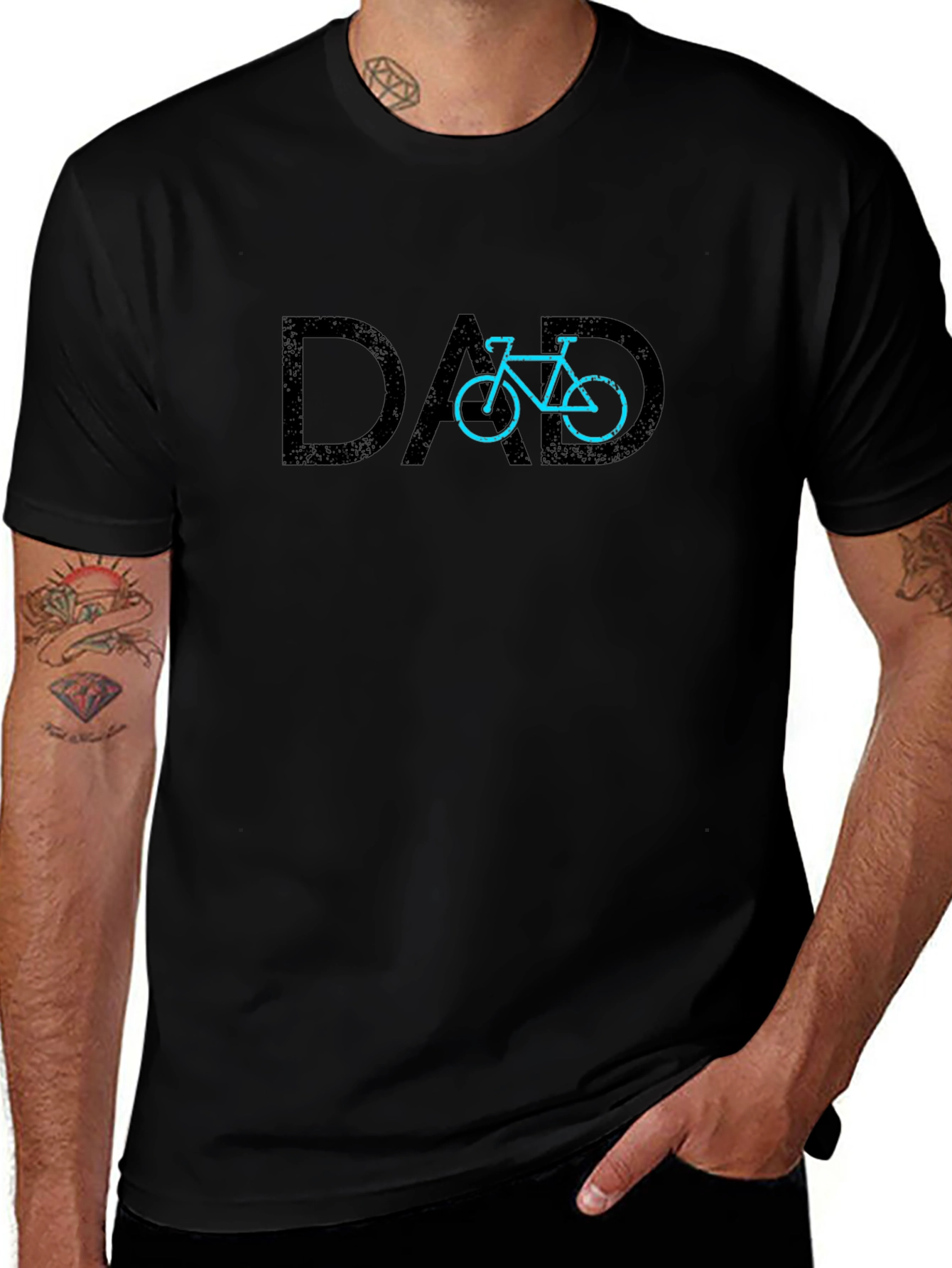 Dad Bicycle Graphic T-Shirt - Black Cotton Tee