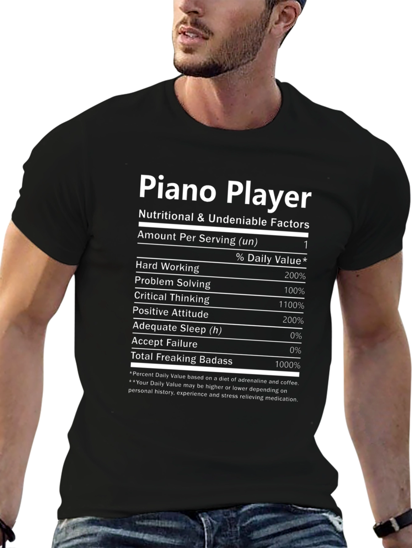 Piano Player Nutritional Facts T-Shirt