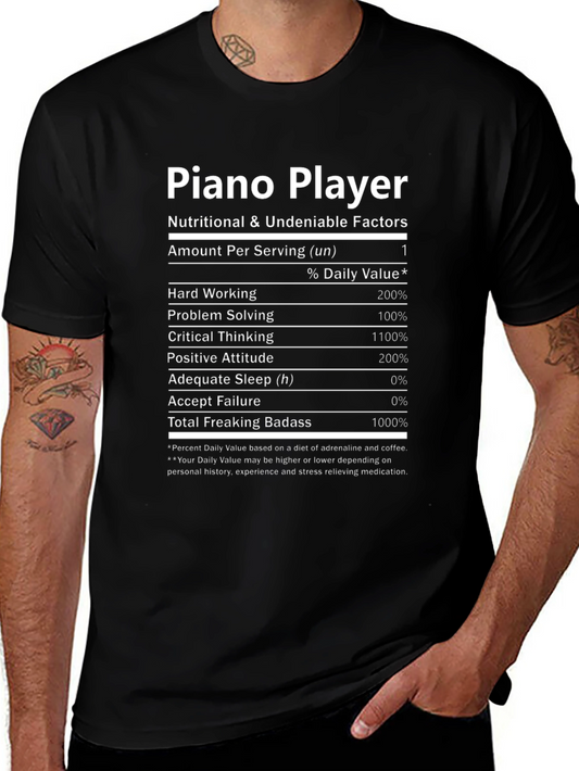 Piano Player Nutritional Facts T-Shirt