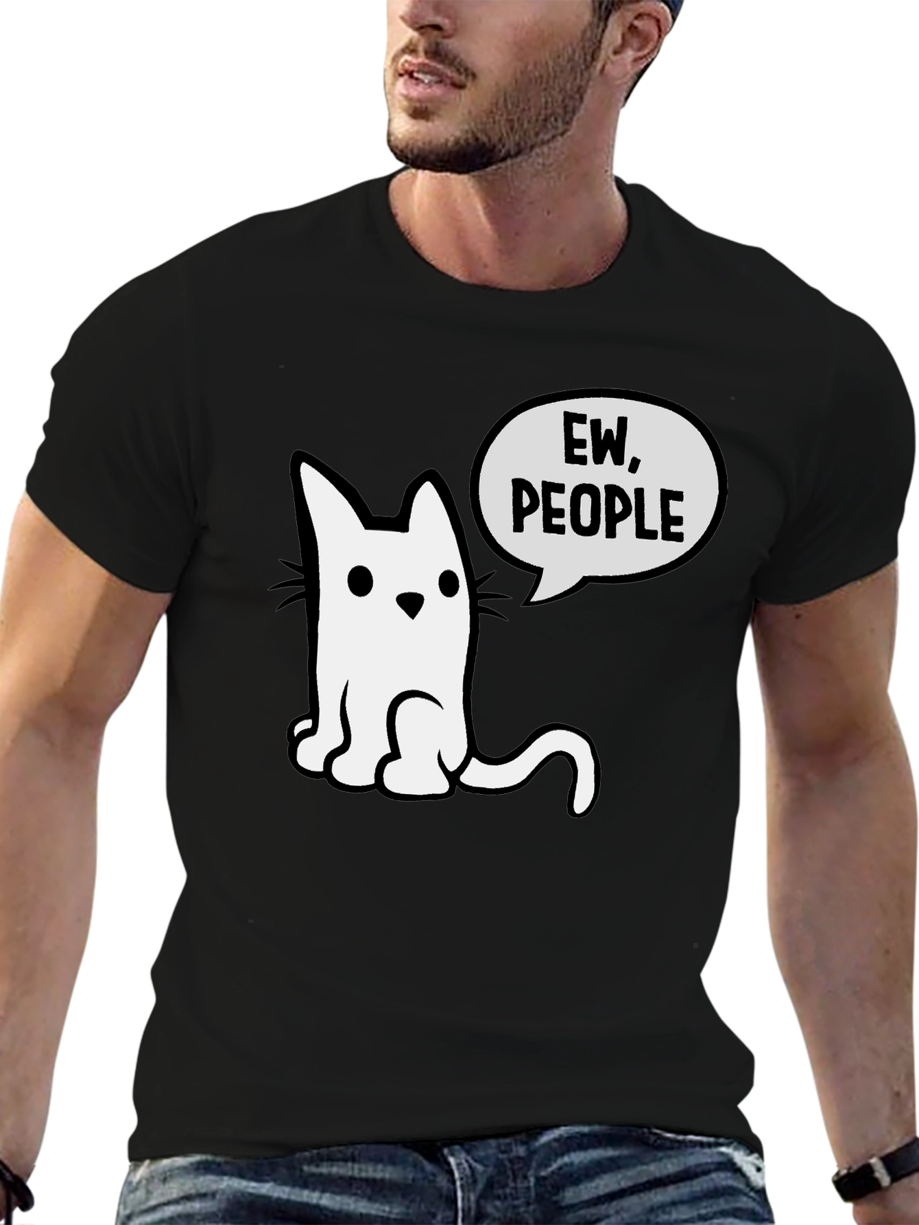 Ew People Funny Cat Graphic Tee
