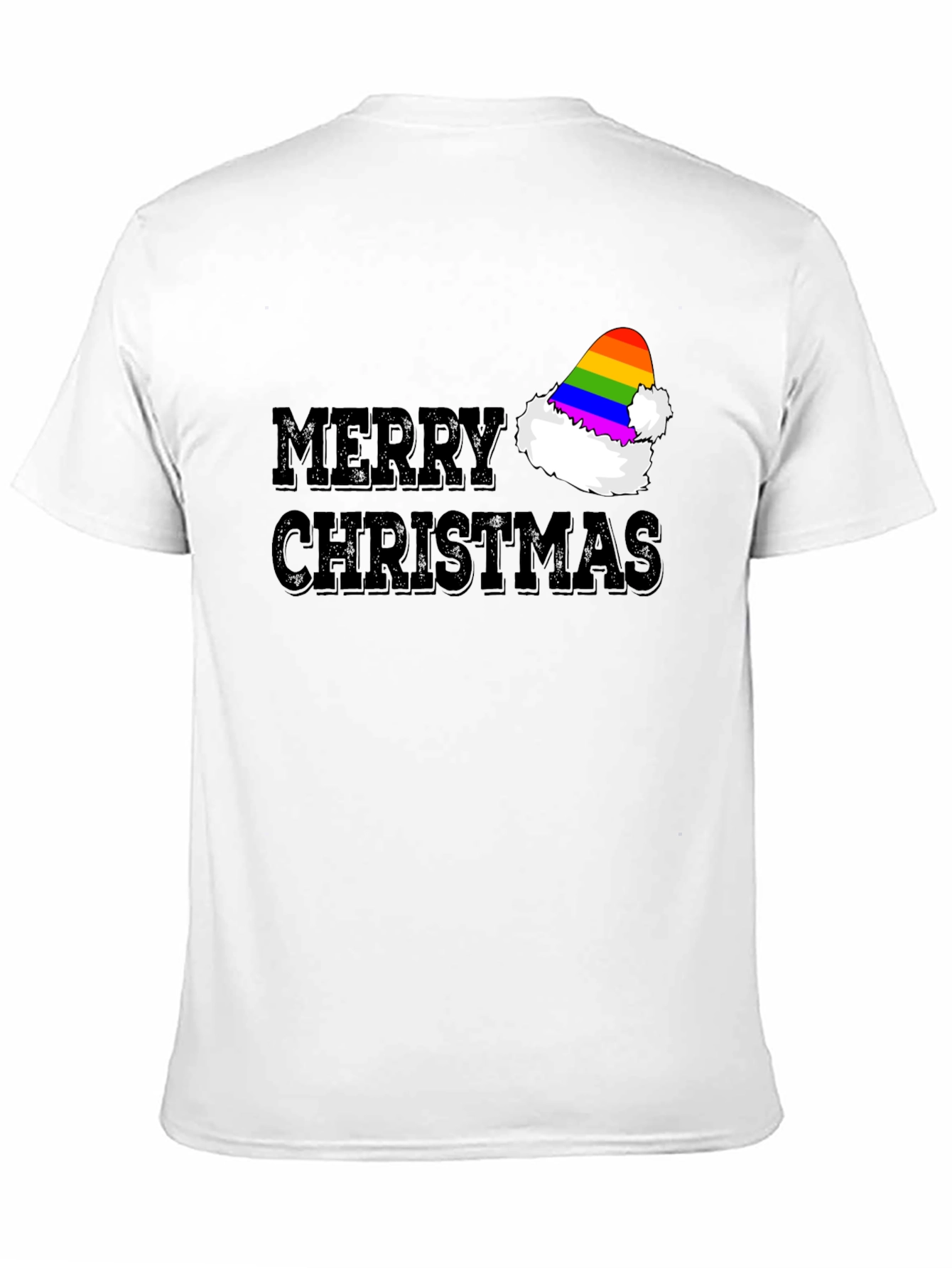 Merry Christmas Rainbow Santa Hat T-Shirt