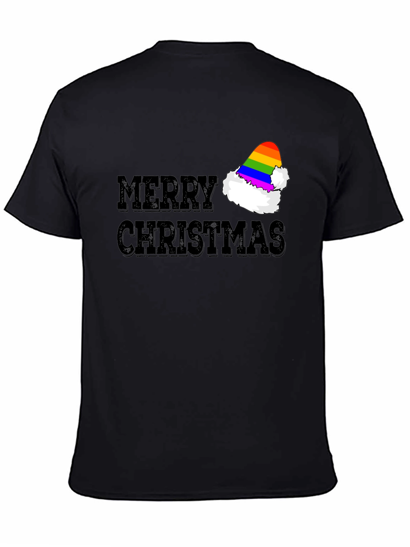 Merry Christmas Rainbow Santa Hat T-Shirt