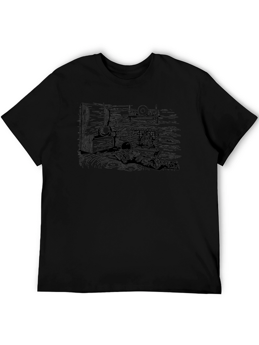 Cozy Cabin Scene Graphic T-Shirt