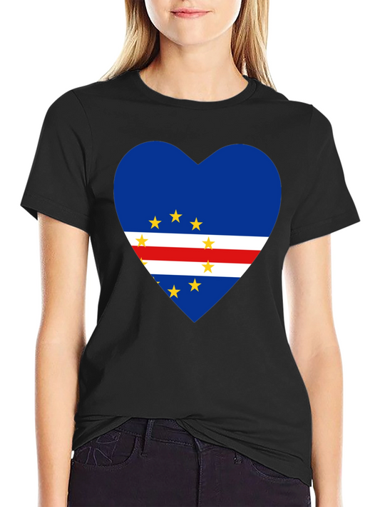 Cape Verde Flag Heart T-Shirt Love Cabo Verde