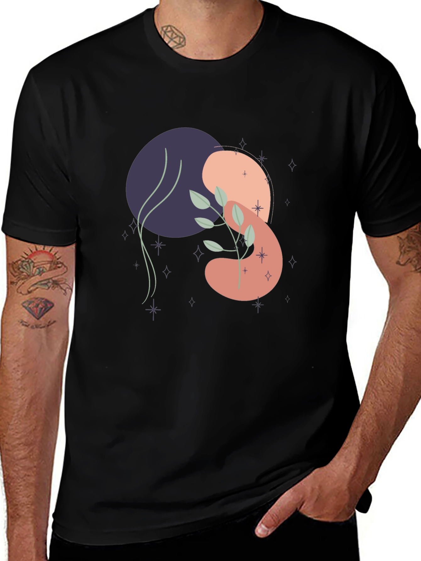 Modern Abstract Art Print Black T-Shirt