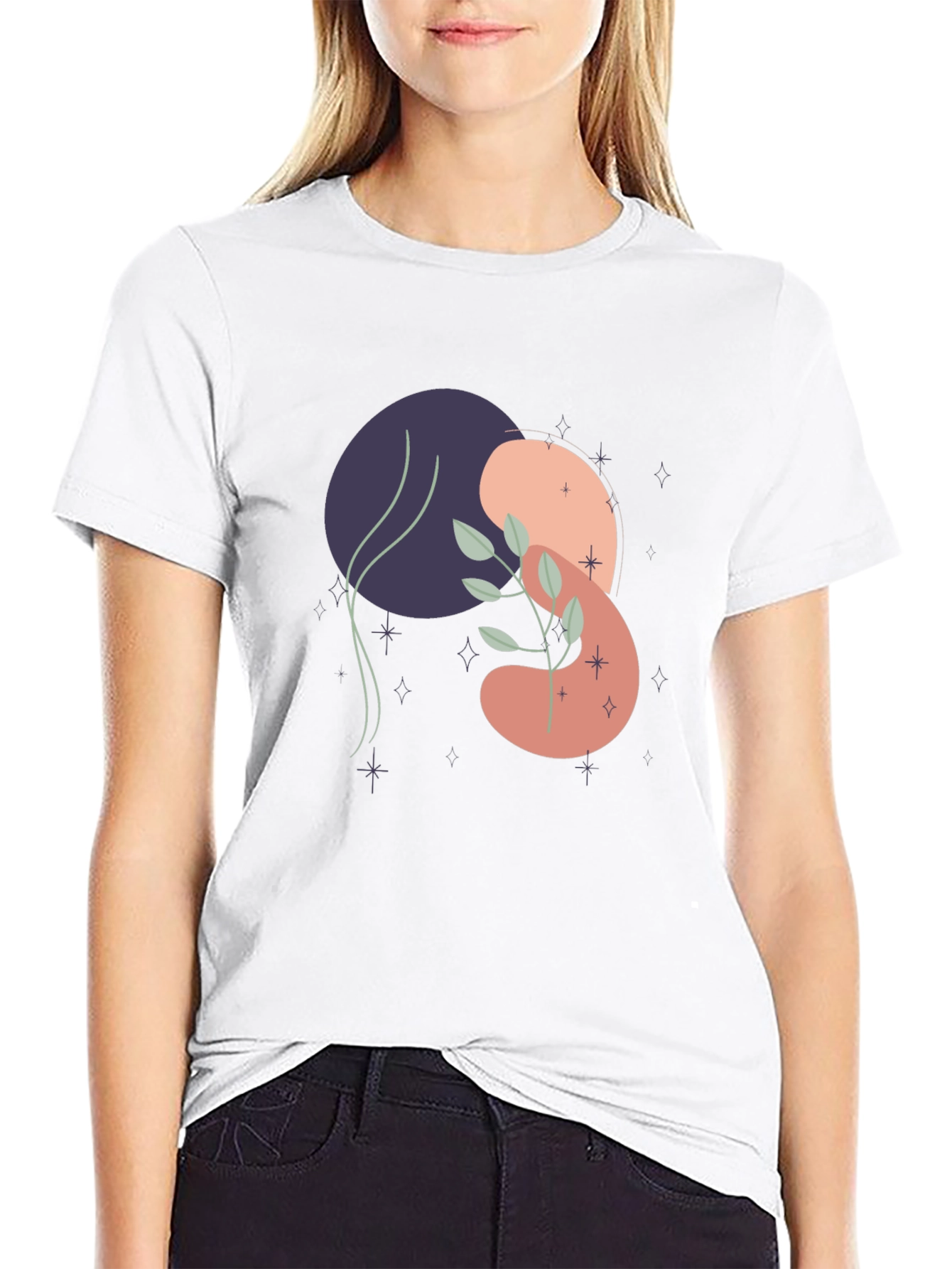 Modern Abstract Art Print Black T-Shirt