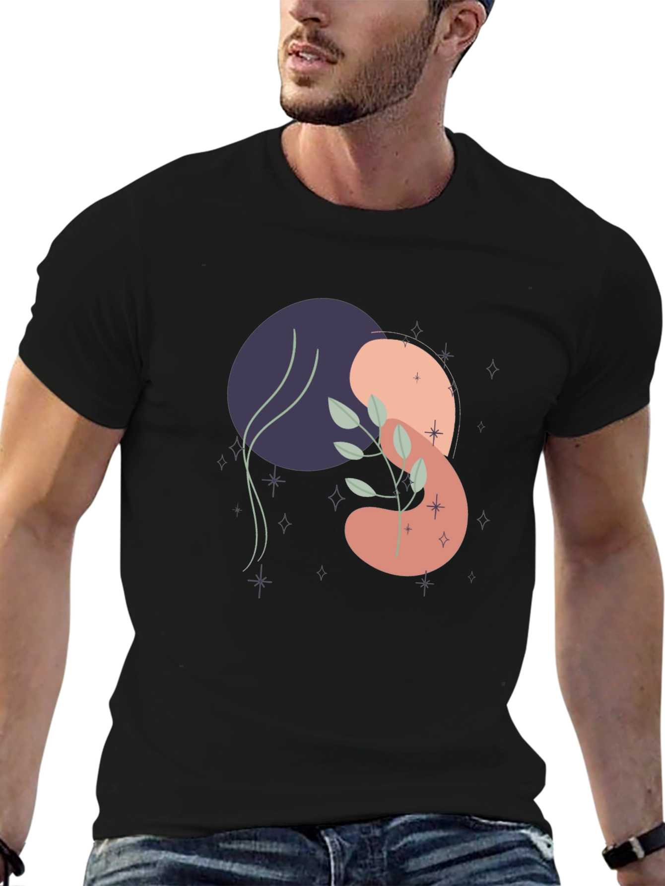 Modern Abstract Art Print Black T-Shirt