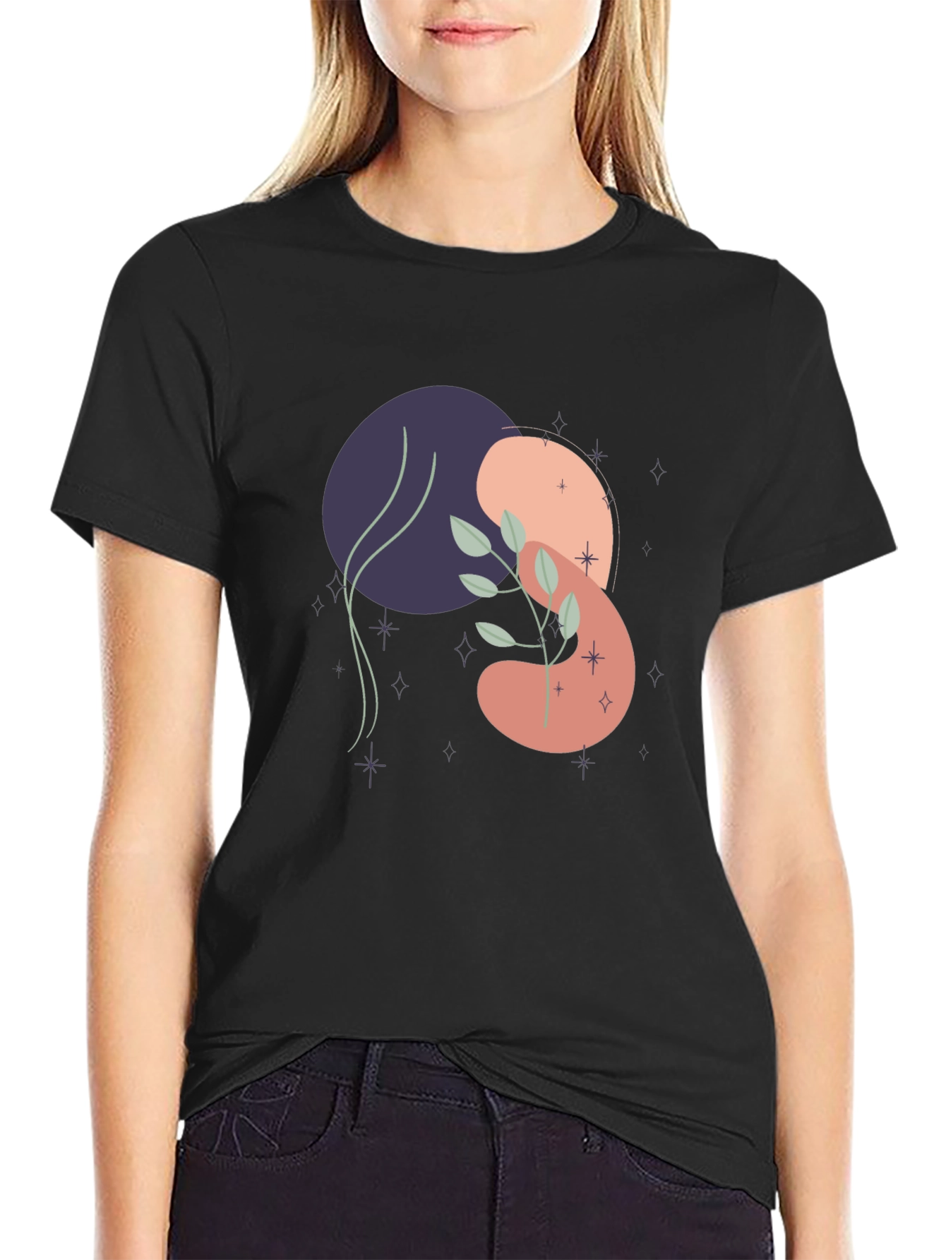 Modern Abstract Art Print Black T-Shirt